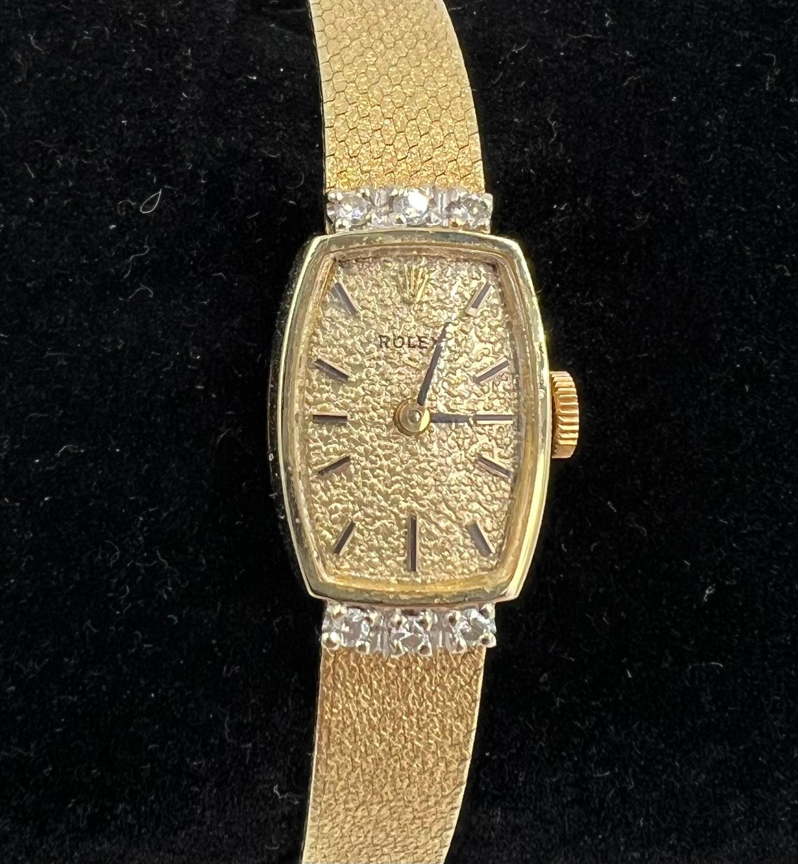 Damen Rolex Vintage Diamant 14k Gelbgold Armbanduhr Circa 1960er Jahre im Zustand „Gut“ in Los Angeles, CA