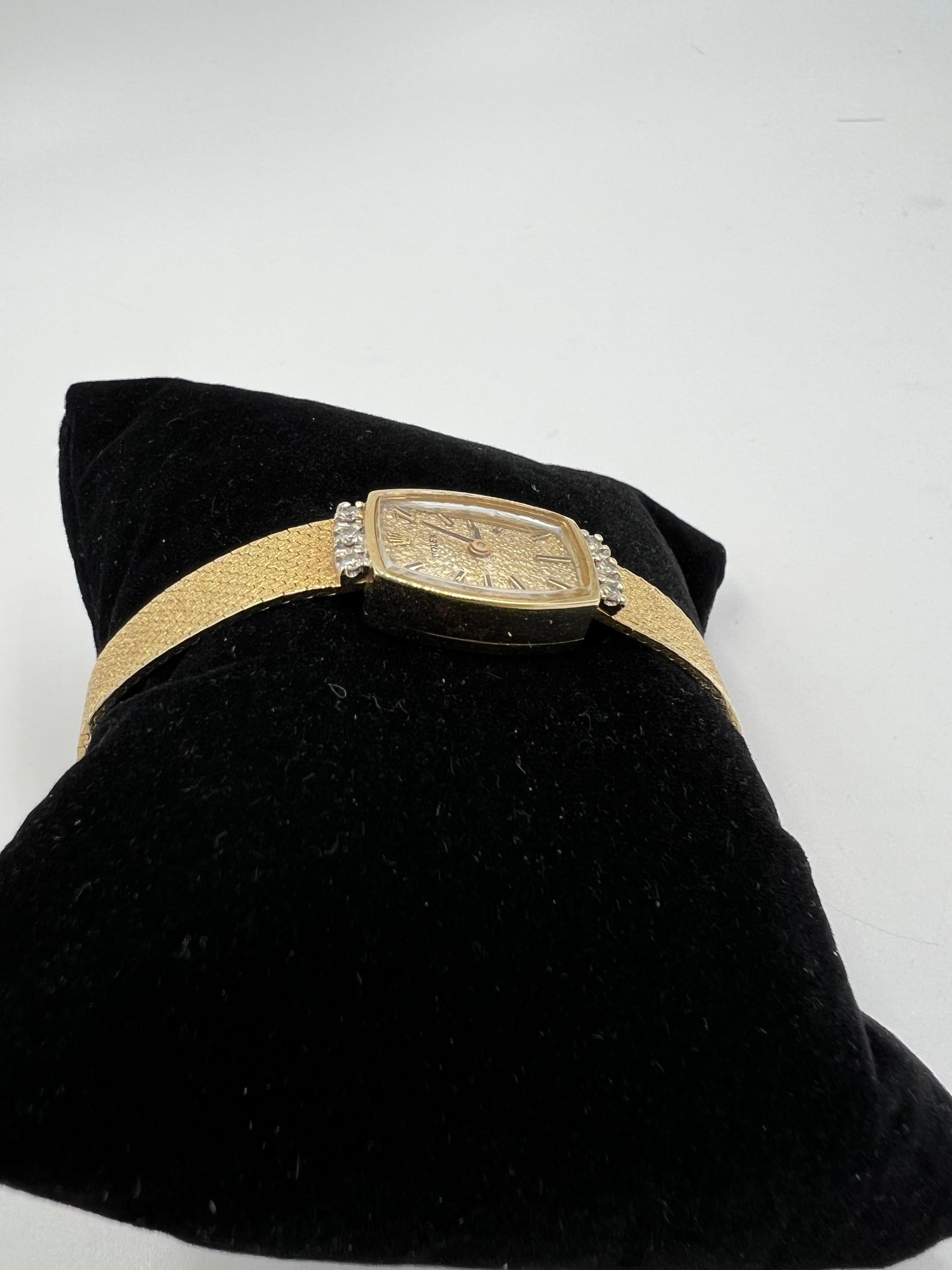 Damen Rolex Vintage Diamant 14k Gelbgold Armbanduhr Circa 1960er Jahre für Damen oder Herren