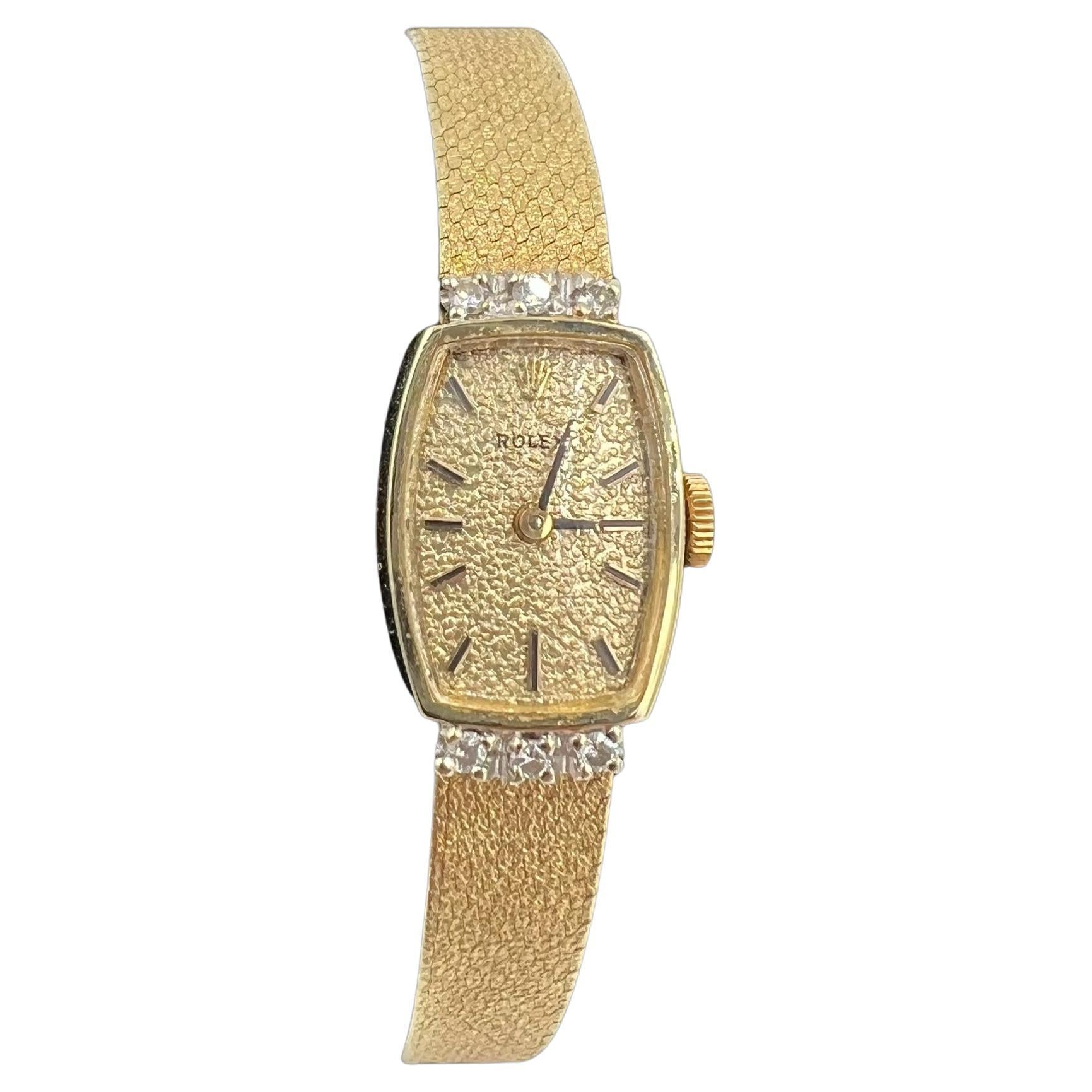 Ladies Rolex Vintage Diamond 14k Yellow Gold Wristwatch Circa 1960s