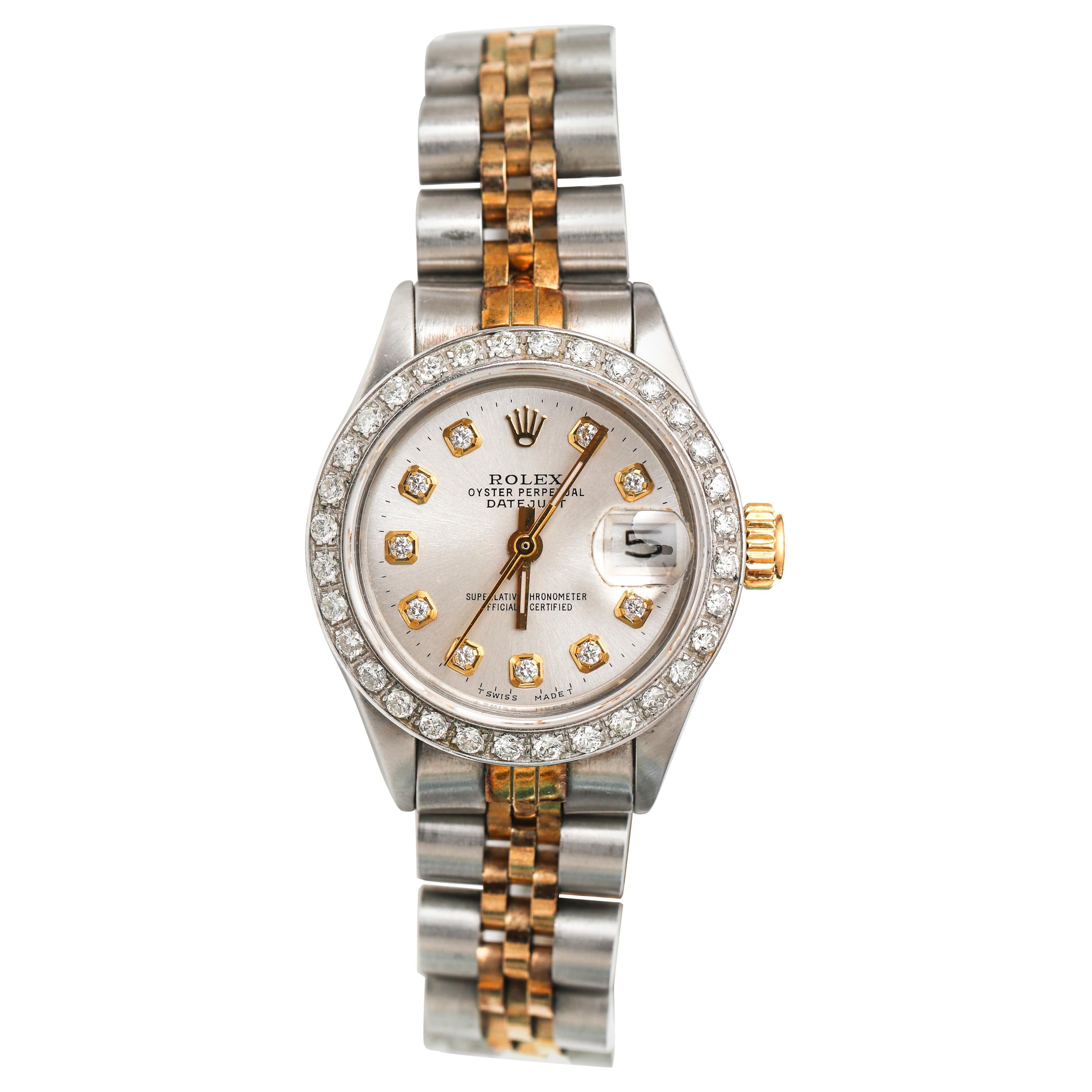 Ladies Rolex with 2.5 Carat Diamond Custom Dial and Bezel