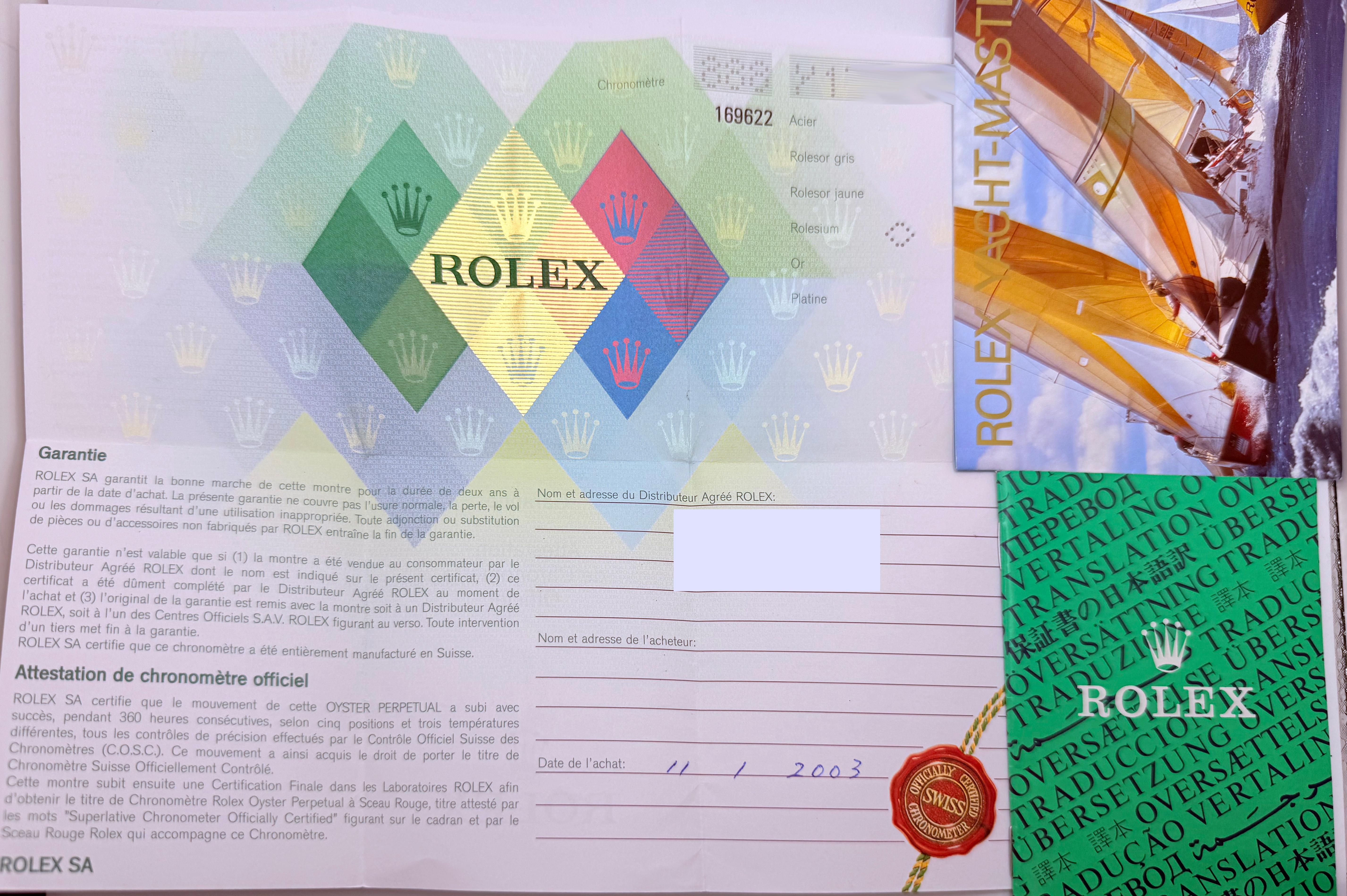 Rolex Yacht-Master da donna 169622 Platino in acciaio inossidabile con scatola di carta 7