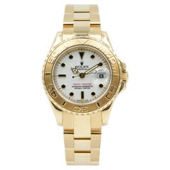 Vintage Ladies Rolex Yachtmaster 69628 18k Yellow Gold with White Dial