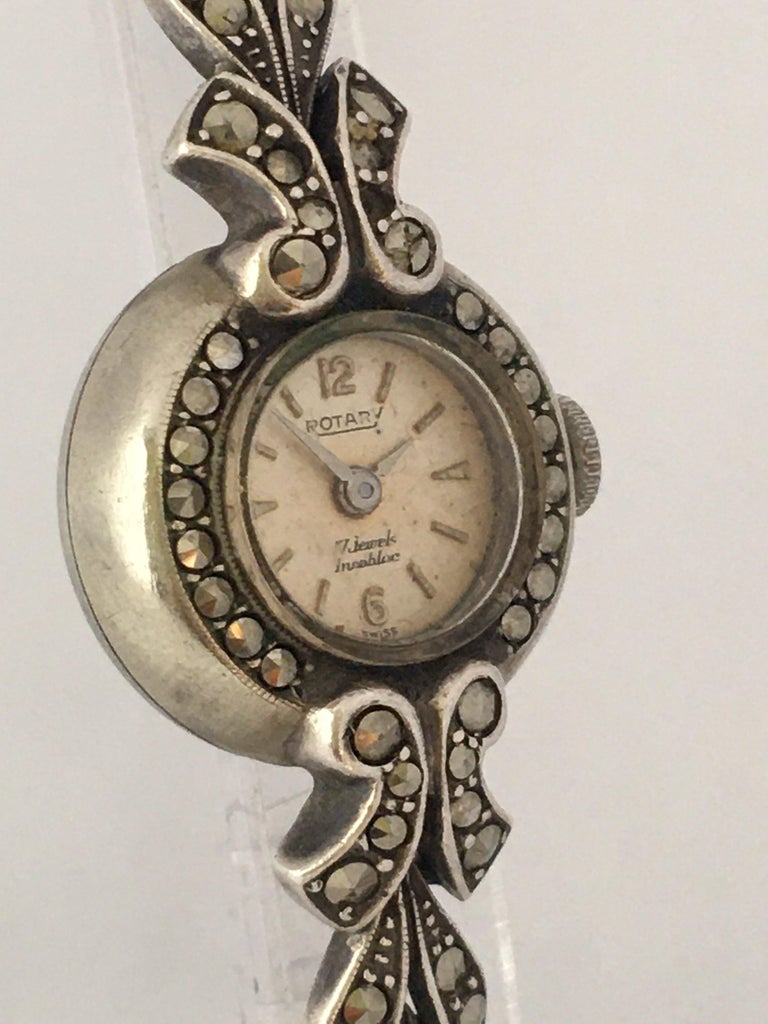 Ladies Rotary Silver and Marcasite Cocktail Watch Manual Winding Swiss  Jewel For Sale at 1stDibs