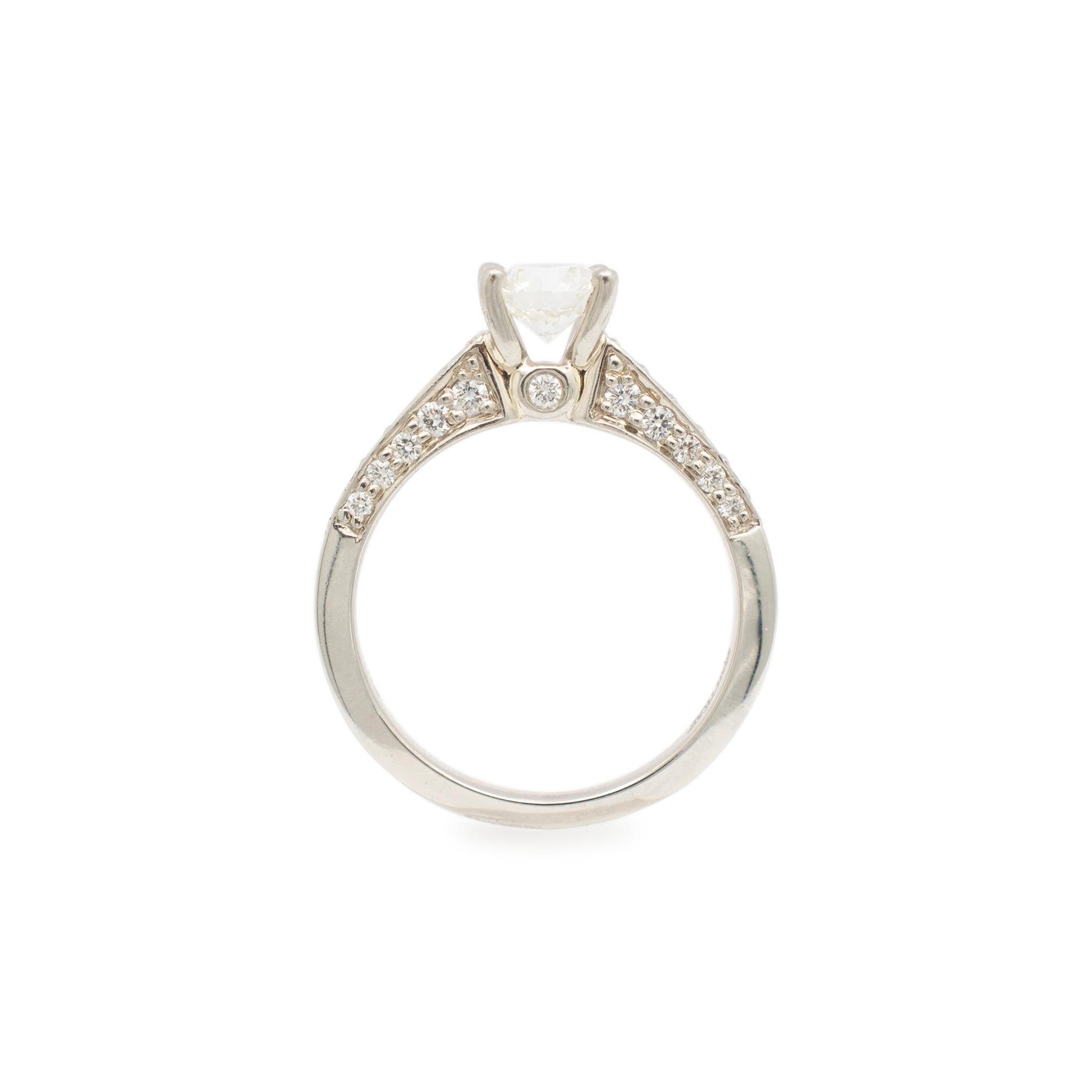 Round Cut Ladies Scott Kay Palladium Diamond Engagement Ring For Sale