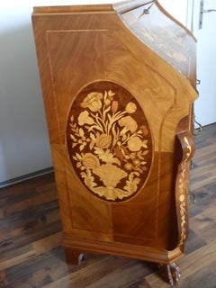Ladies secretaire with rich flower and bird inlays and a lot of drawers