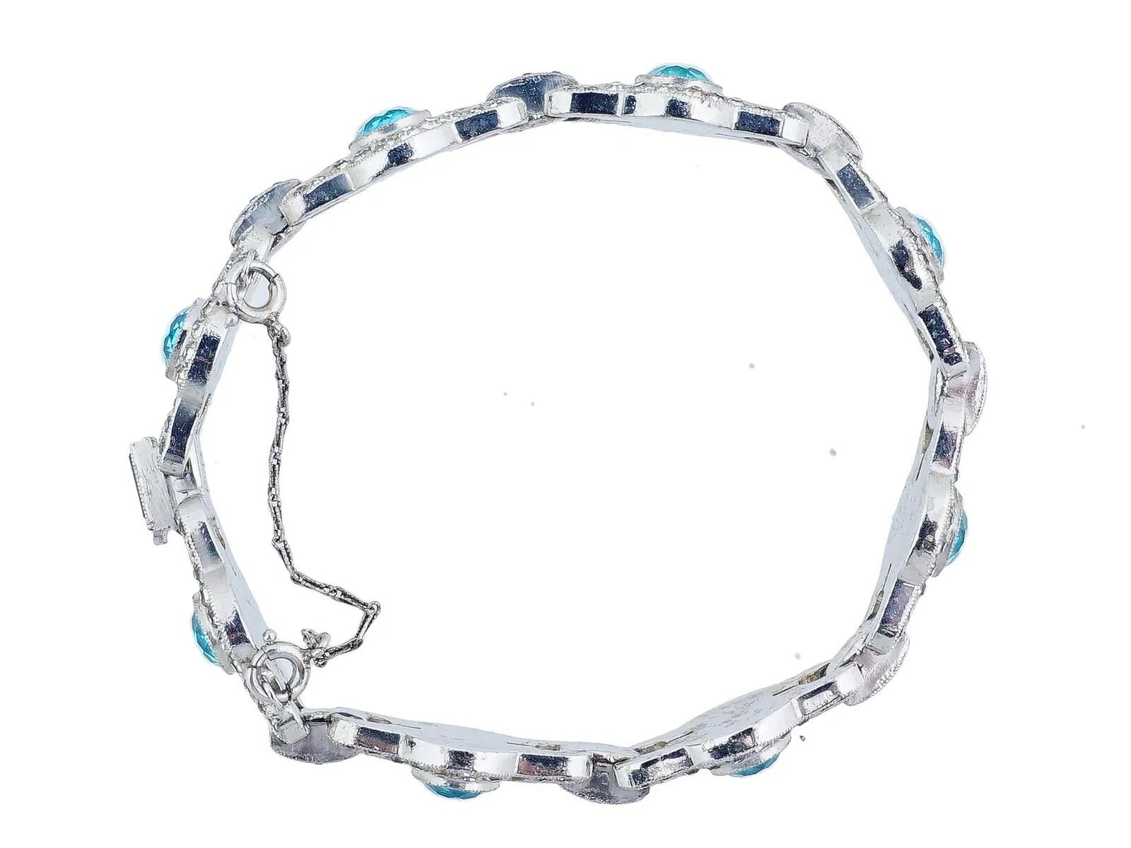 Ladies Silver Bracelet With Blue Stones In Good Condition For Sale In New York, NY