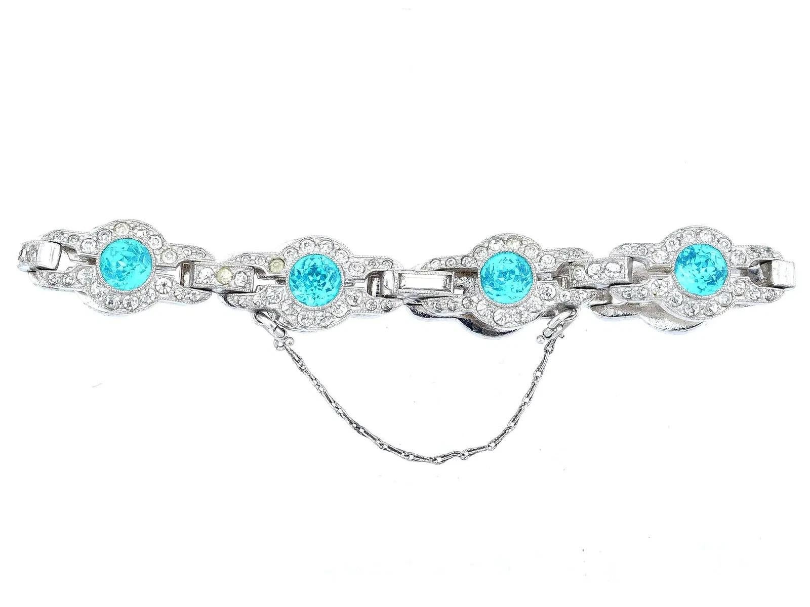 Women's Ladies Silver Bracelet With Blue Stones For Sale