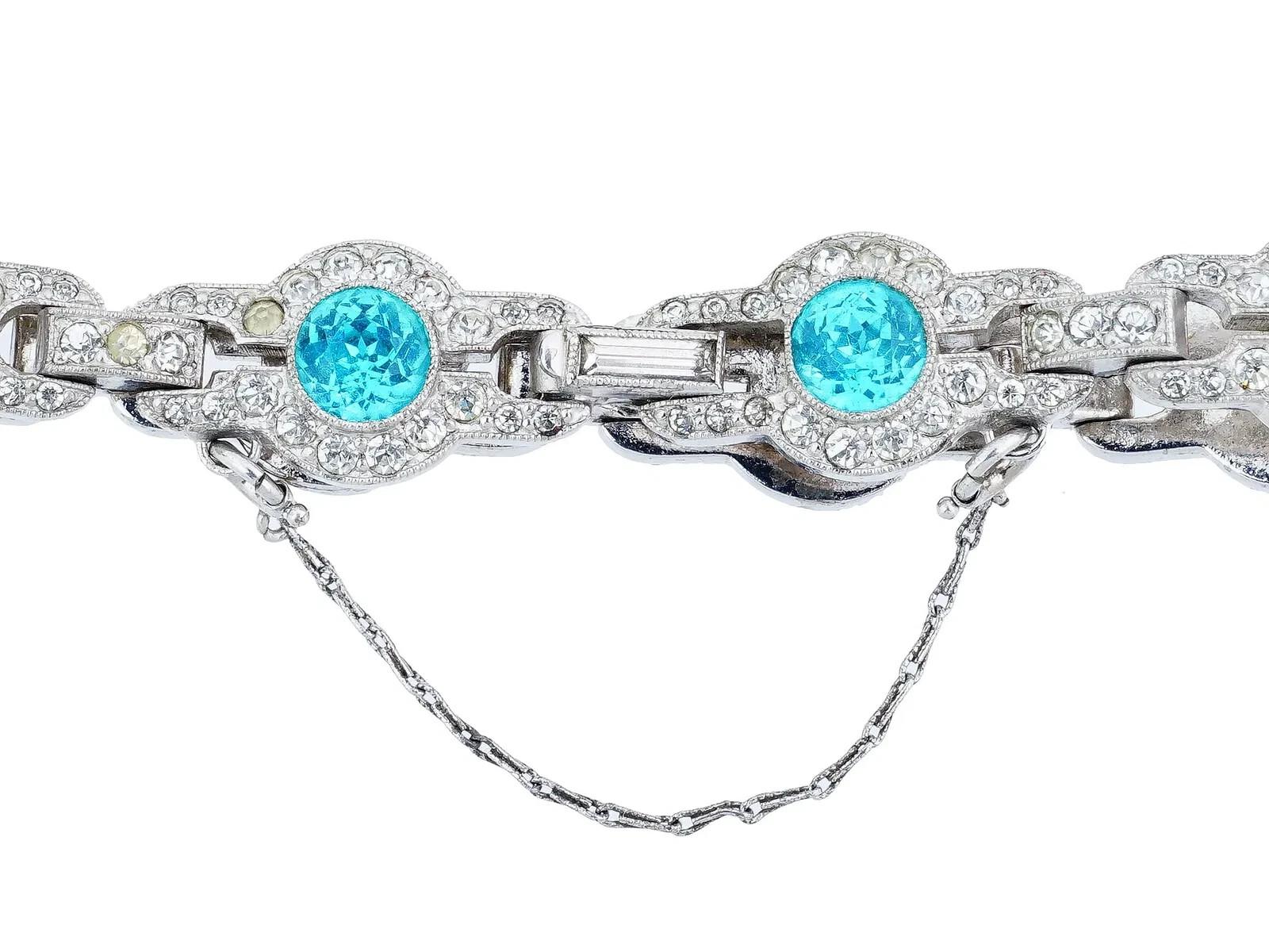 Ladies Silver Bracelet With Blue Stones For Sale 1
