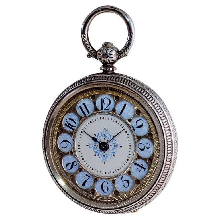 Retro Pocket Watch Bronze Octagon Arabic Numerals Hollow Black Dial