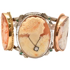 Ladies Sterling Silver Cameo Cuff