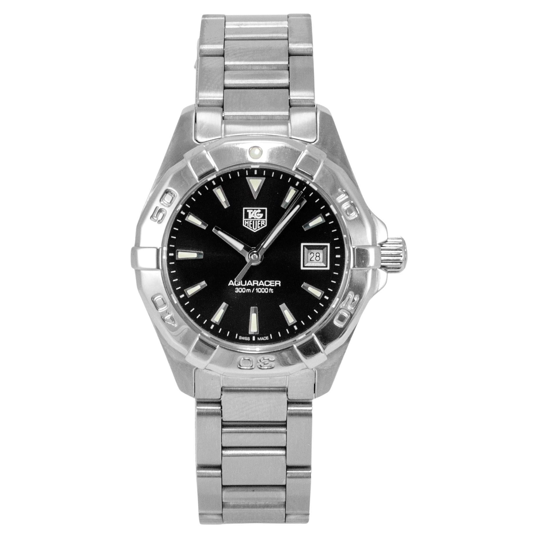Ladies Tag Heuer Aquaracer 27MM way1410.ba0920 Black Dial Steel Quartz Watch en venta