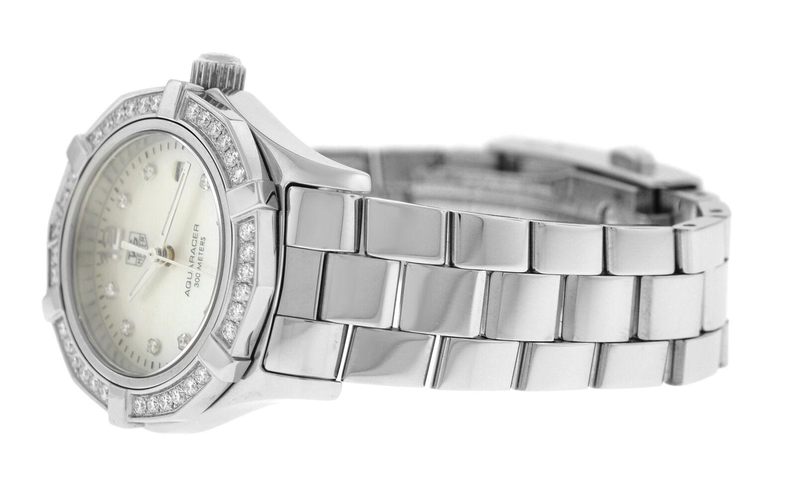 Ladies TAG Heuer Aquaracer Steel Mother of Pearl Diamond Quartz Watch For Sale 5
