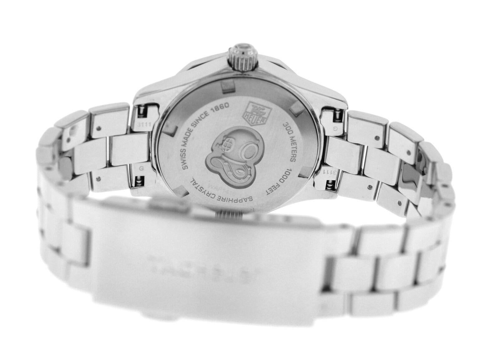 Ladies TAG Heuer Aquaracer Steel Mother of Pearl Diamond Quartz Watch For Sale 3