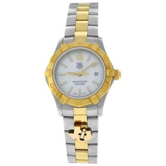 Ladies Tag Heuer Aquaracer WAF1424 Gold Steel MOP Date 300M Quartz 28MM Watch