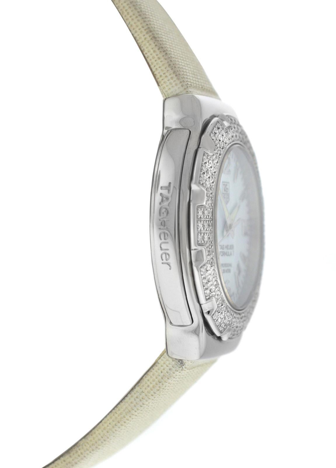 Modern Ladies TAG Heuer Formula Stainless Steel Diamond Quartz Watch For Sale