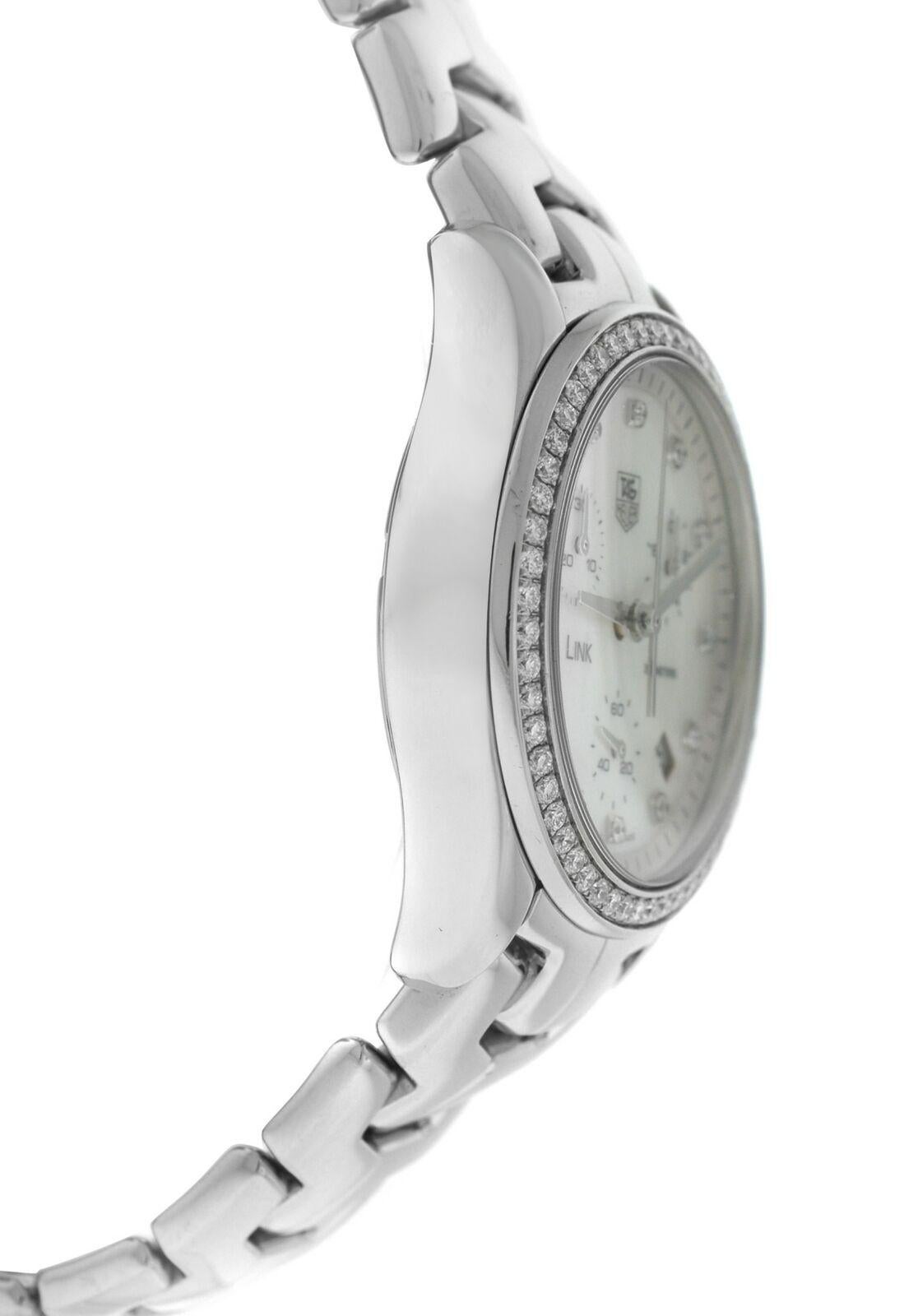 Women's Ladies Tag Heuer Link CJF1314 Steel MOP Diamond Date 200M Quartz 33MM Watch For Sale