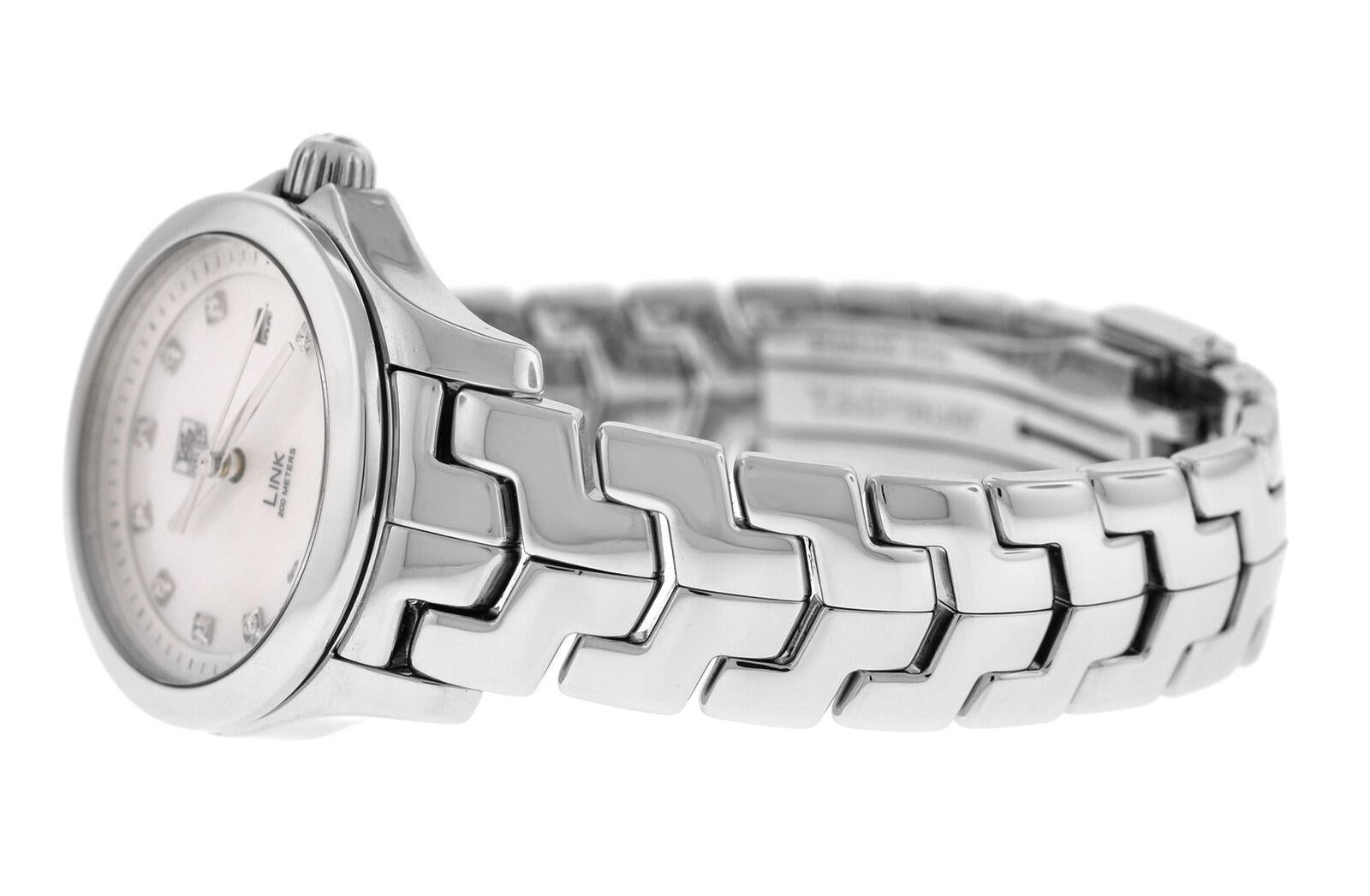 Ladies Tag Heuer Link WJF1317 Steel MOP Diamond Date 200M Quartz 27MM Watch For Sale 3