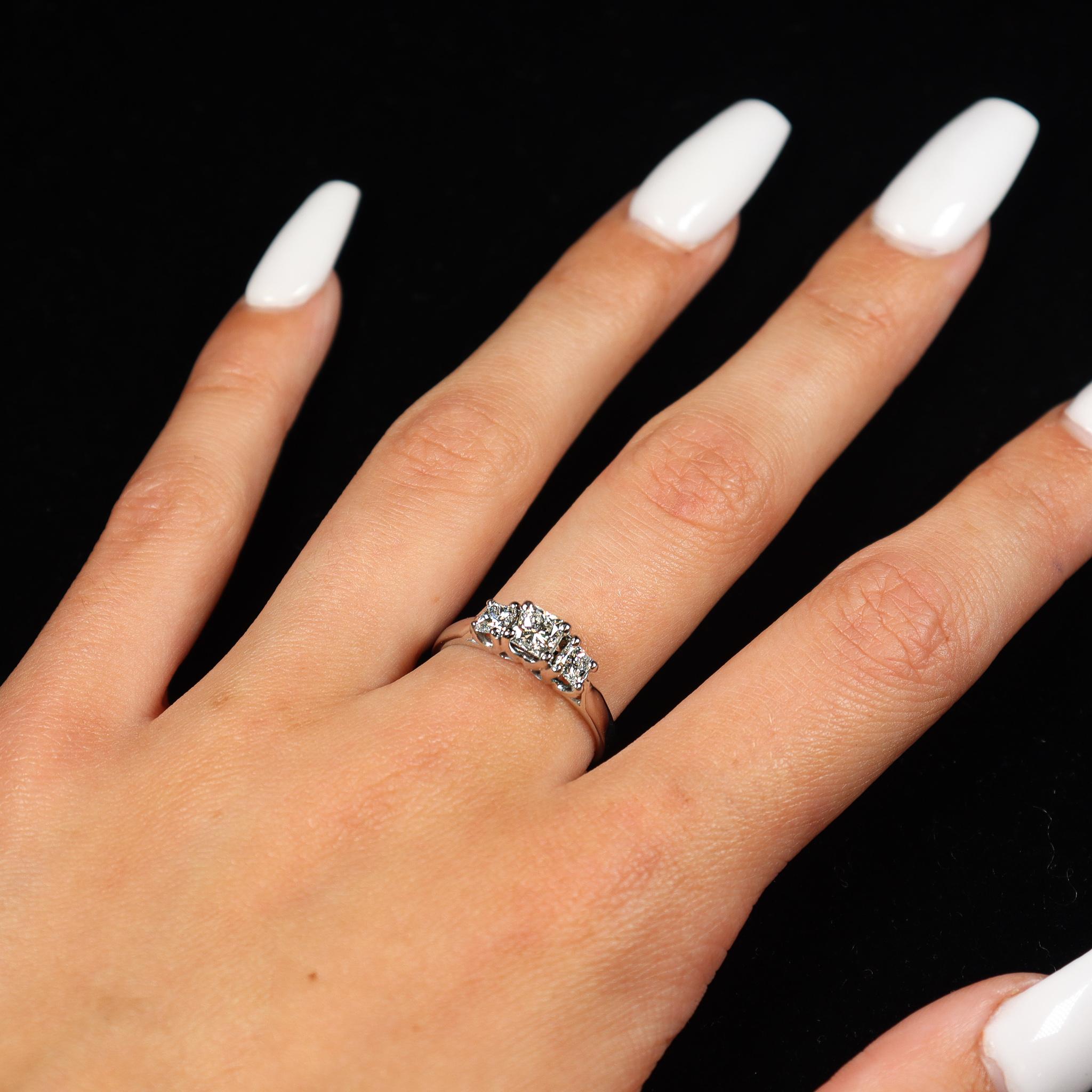 Ladies Three Stones Diamond Platinum Engagement Ring 2