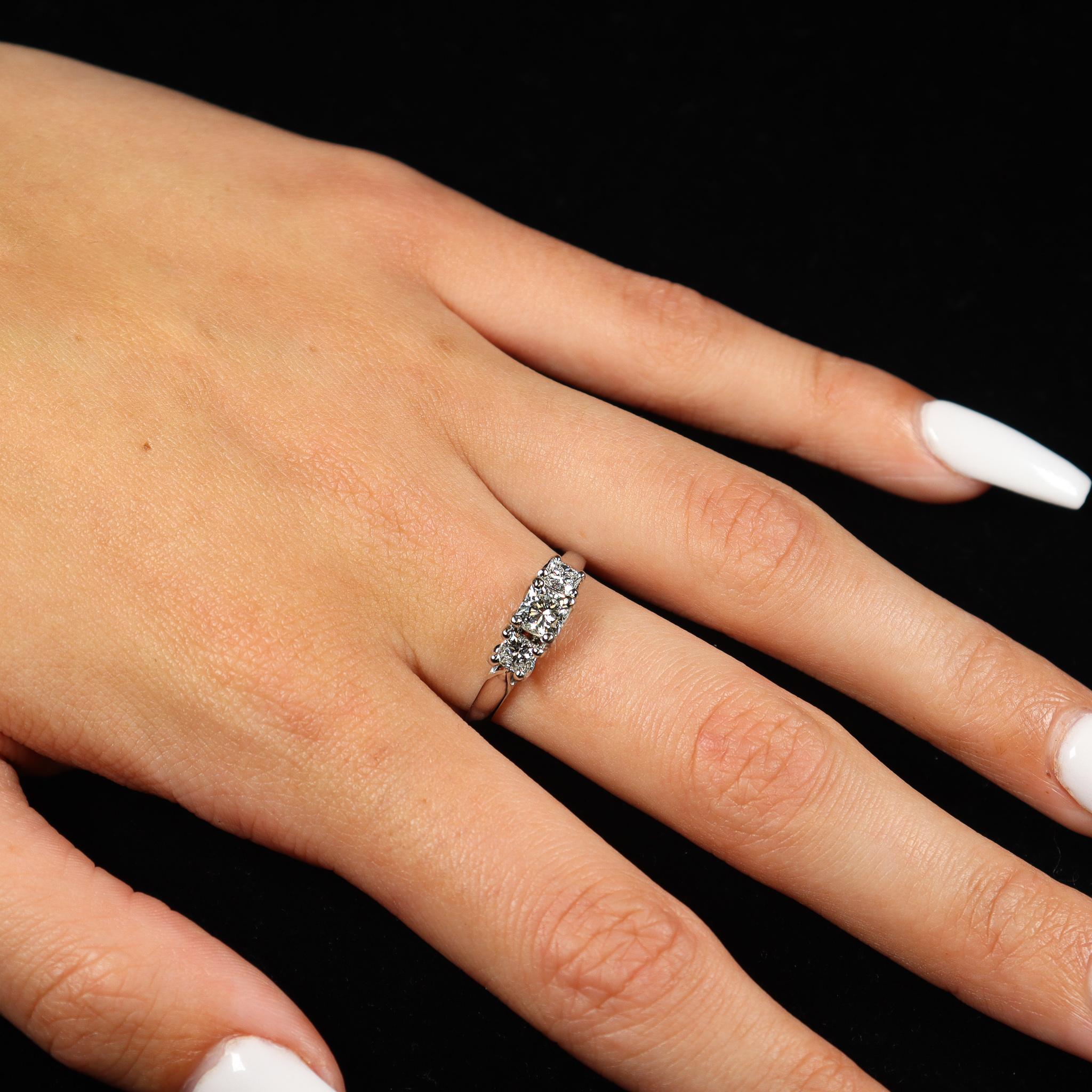 Ladies Three Stones Diamond Platinum Engagement Ring 3