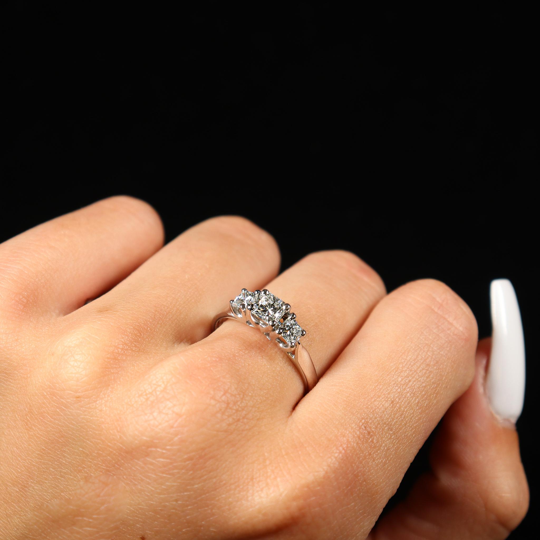 Ladies Three Stones Diamond Platinum Engagement Ring 4