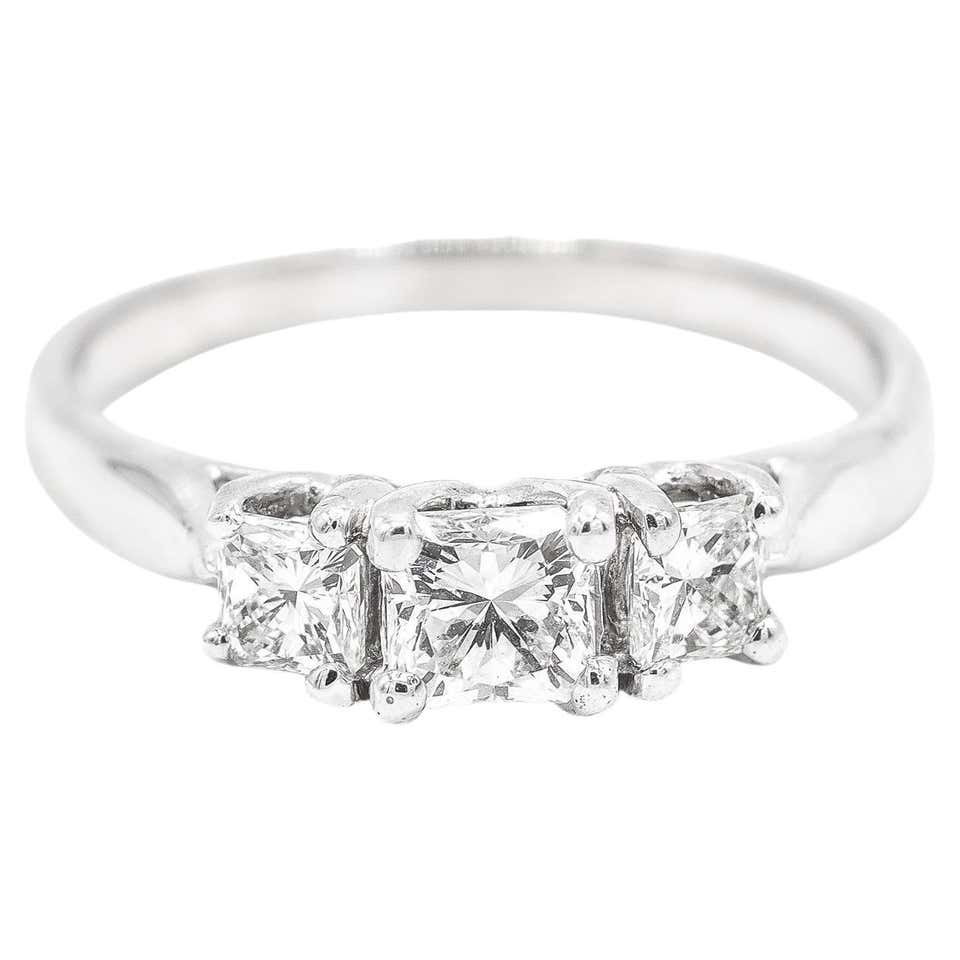MG Three Stone Diamond Platinum Engagement Ring at 1stDibs | mg ring ...