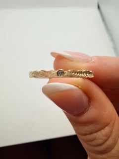 Ladies thumbnail diamond ring 14KT 2mm thumbnail print ring wedding band