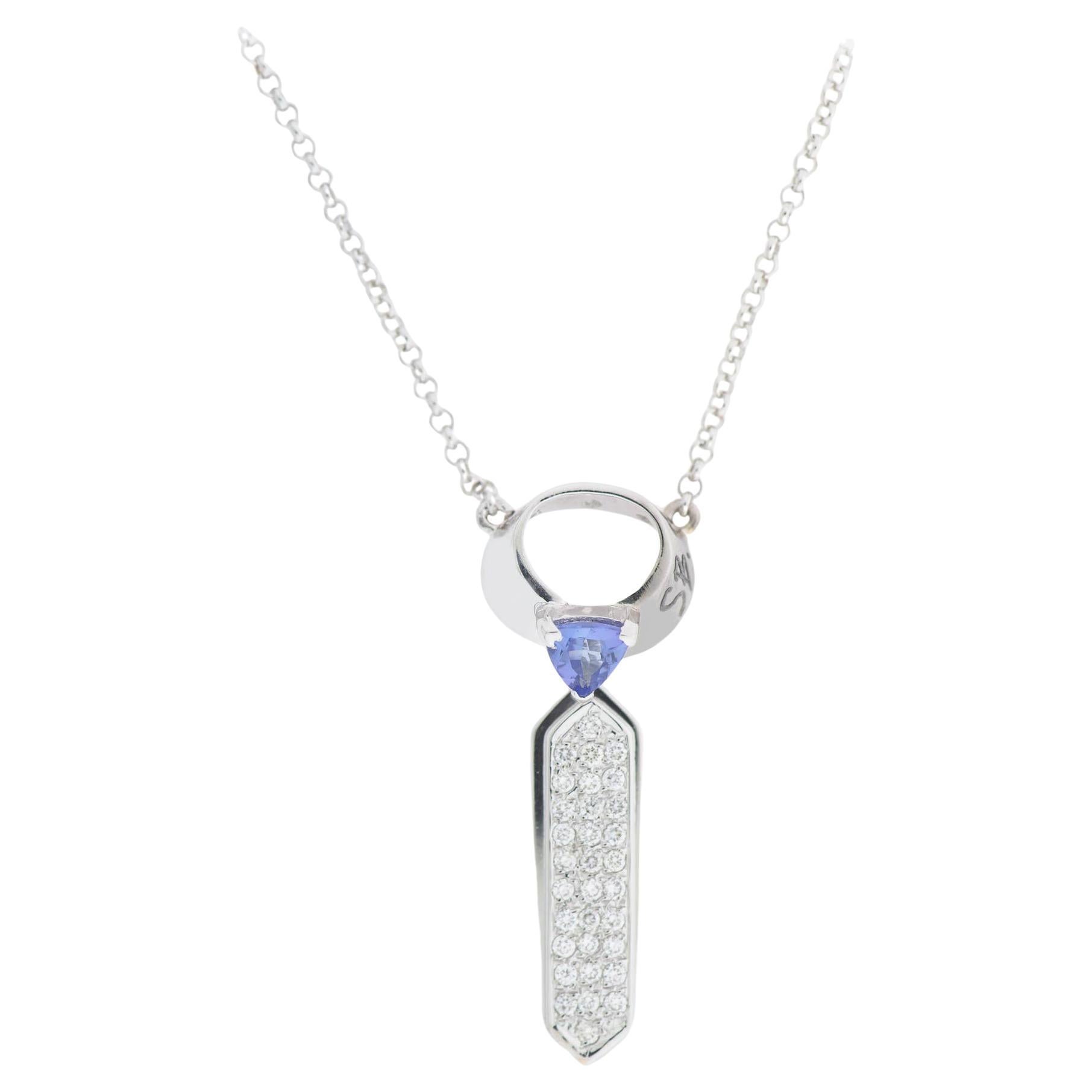 "Ladies Tie" Necklace in 18k White Gold 0.32ct. VVS1 E/F Brilliant
Tanzanite