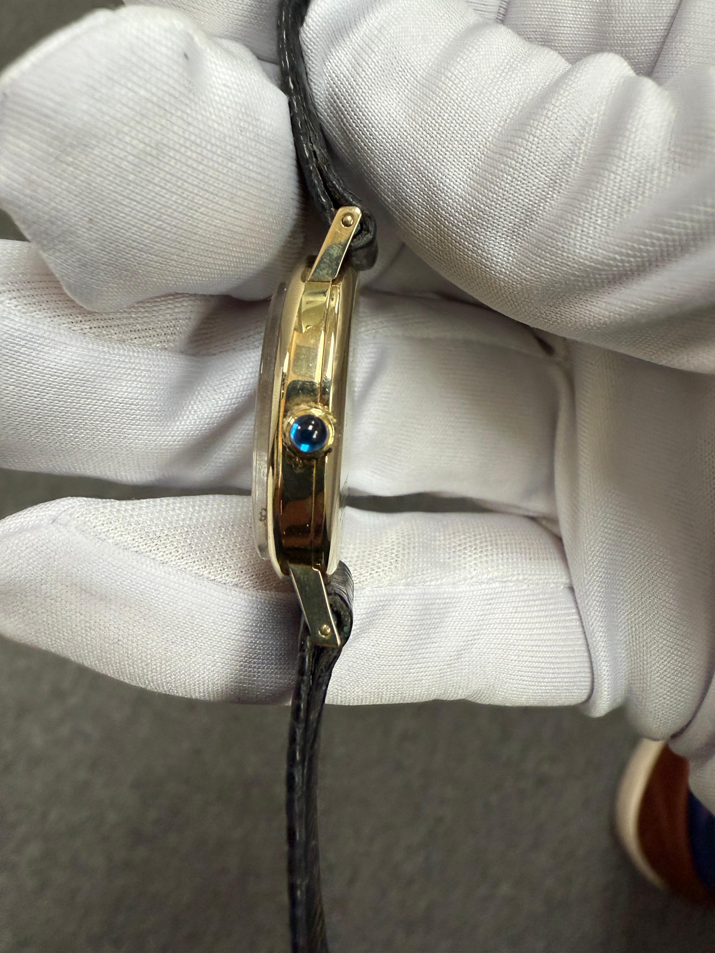 Reloj de pulsera Tiffany de oro amarillo de 14 quilates de los años 70 para señora, con correa de piel en venta 6