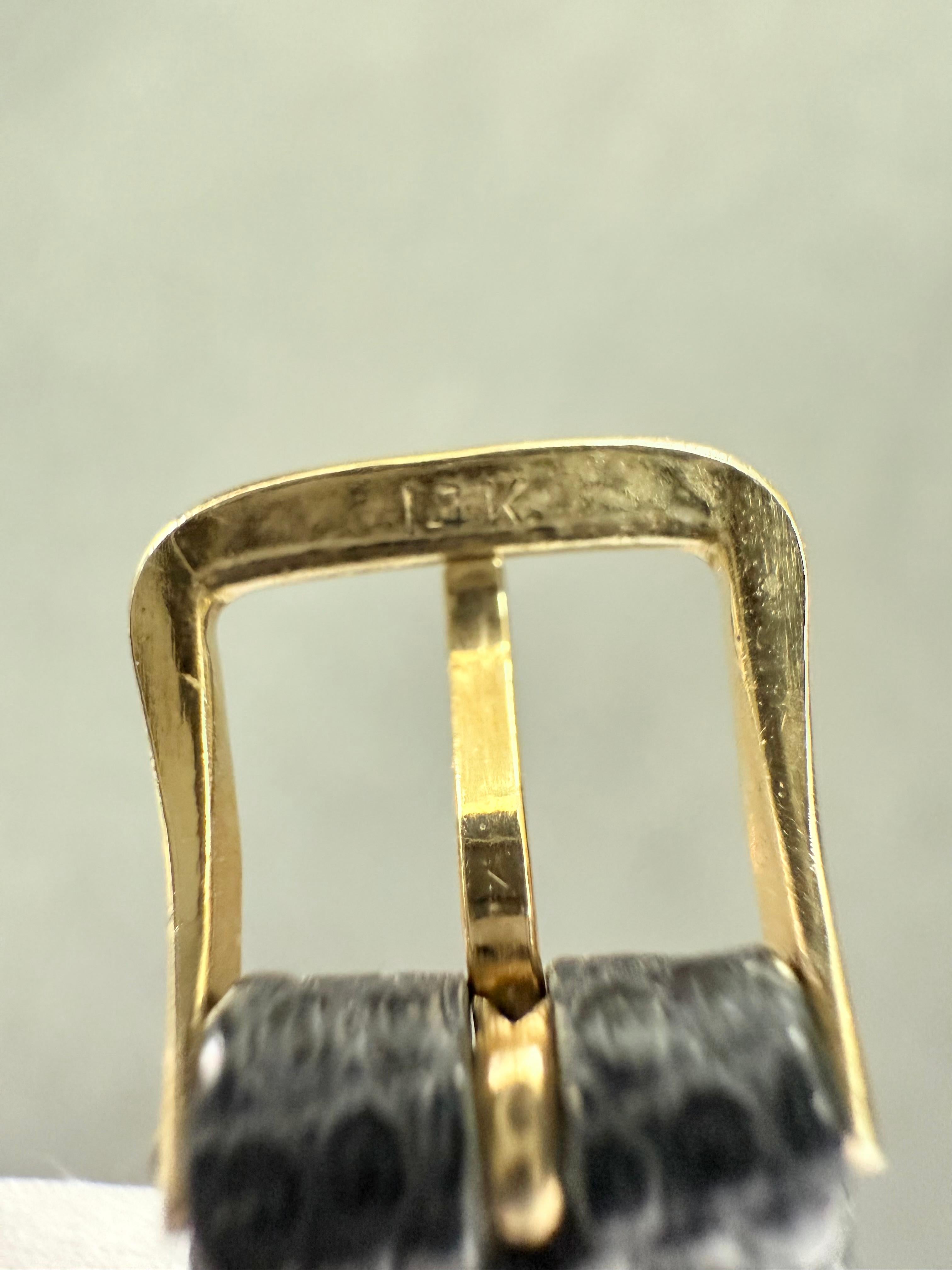 Reloj de pulsera Tiffany de oro amarillo de 14 quilates de los años 70 para señora, con correa de piel en venta 8