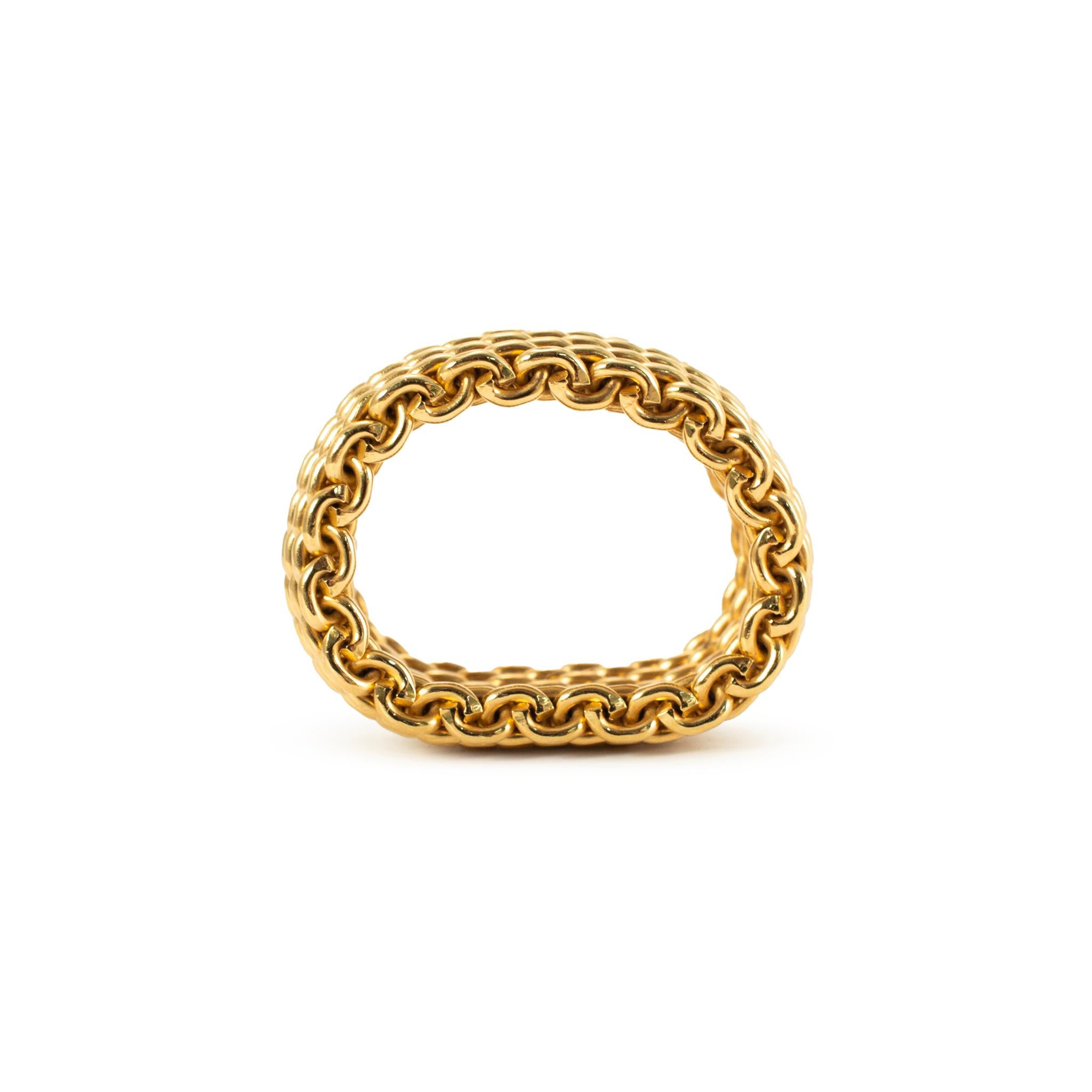 Ladies Tiffany & Co. 18K Yellow Gold Wide Somerset Mesh Band Ring im Angebot 1