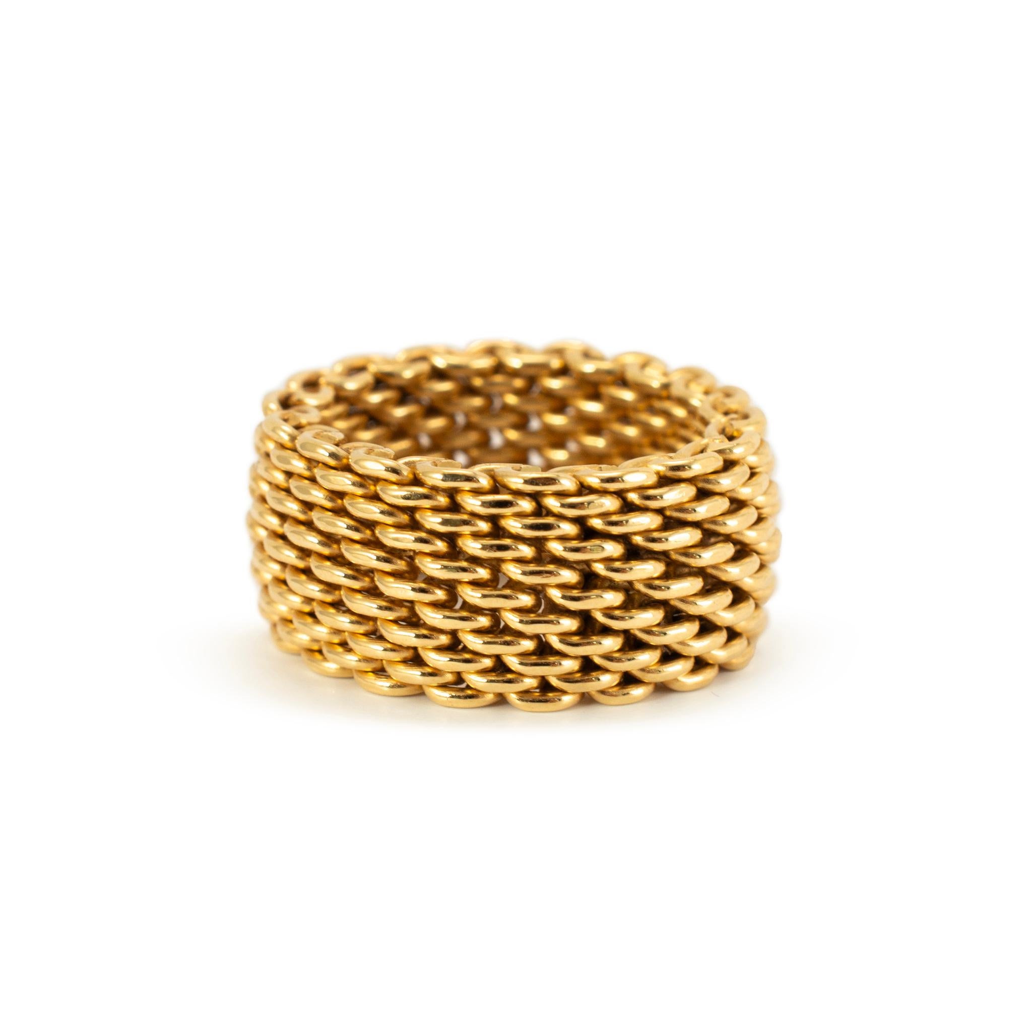 Ladies Tiffany & Co. 18K Yellow Gold Wide Somerset Mesh Band Ring im Angebot 2
