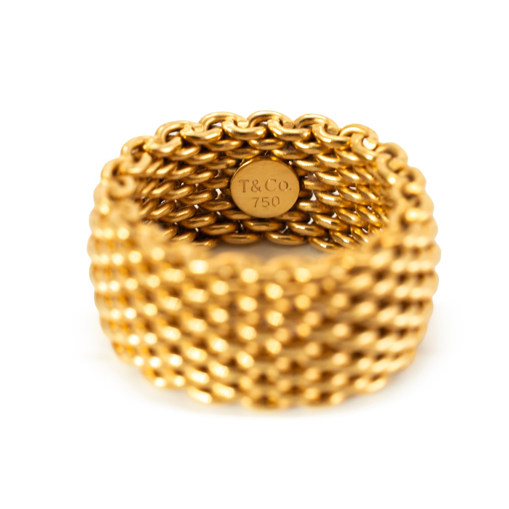 Ladies Tiffany & Co. 18K Yellow Gold Wide Somerset Mesh Band Ring im Angebot 3