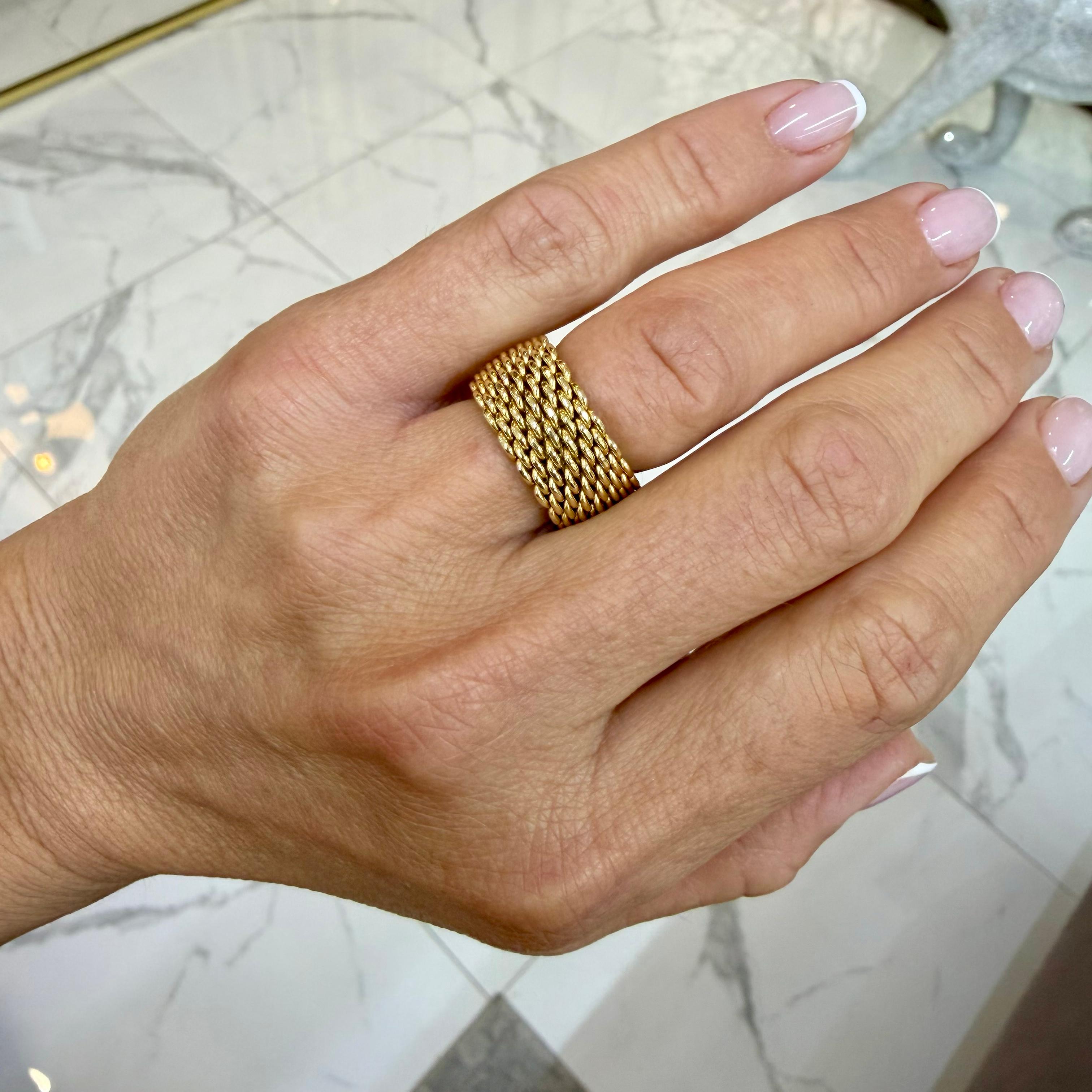 Ladies Tiffany & Co. 18K Yellow Gold Wide Somerset Mesh Band Ring im Angebot 4