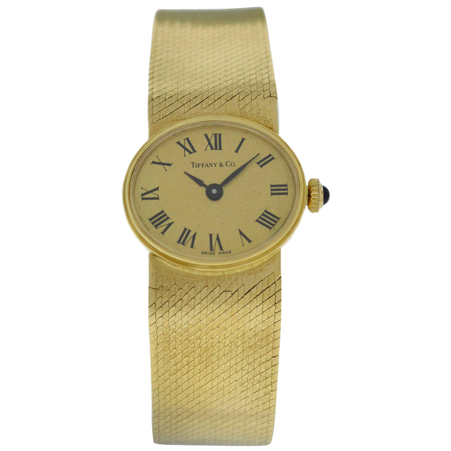 Ladies Tiffany & Co. and Chopard Rare Vintage 18 Karat Gold Mechanical Watch For Sale