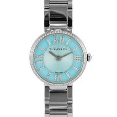 Señoras Tiffany & Co. Reloj Blue Atlas de cuarzo con caja de acero y diamantes, 24 mm, 2 agujas, 62867485