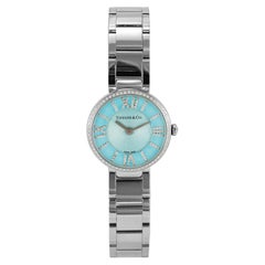 Señoras Tiffany & Co. Reloj Blue Atlas de cuarzo con caja de acero y diamantes, 24 mm, 2 agujas, 62867485