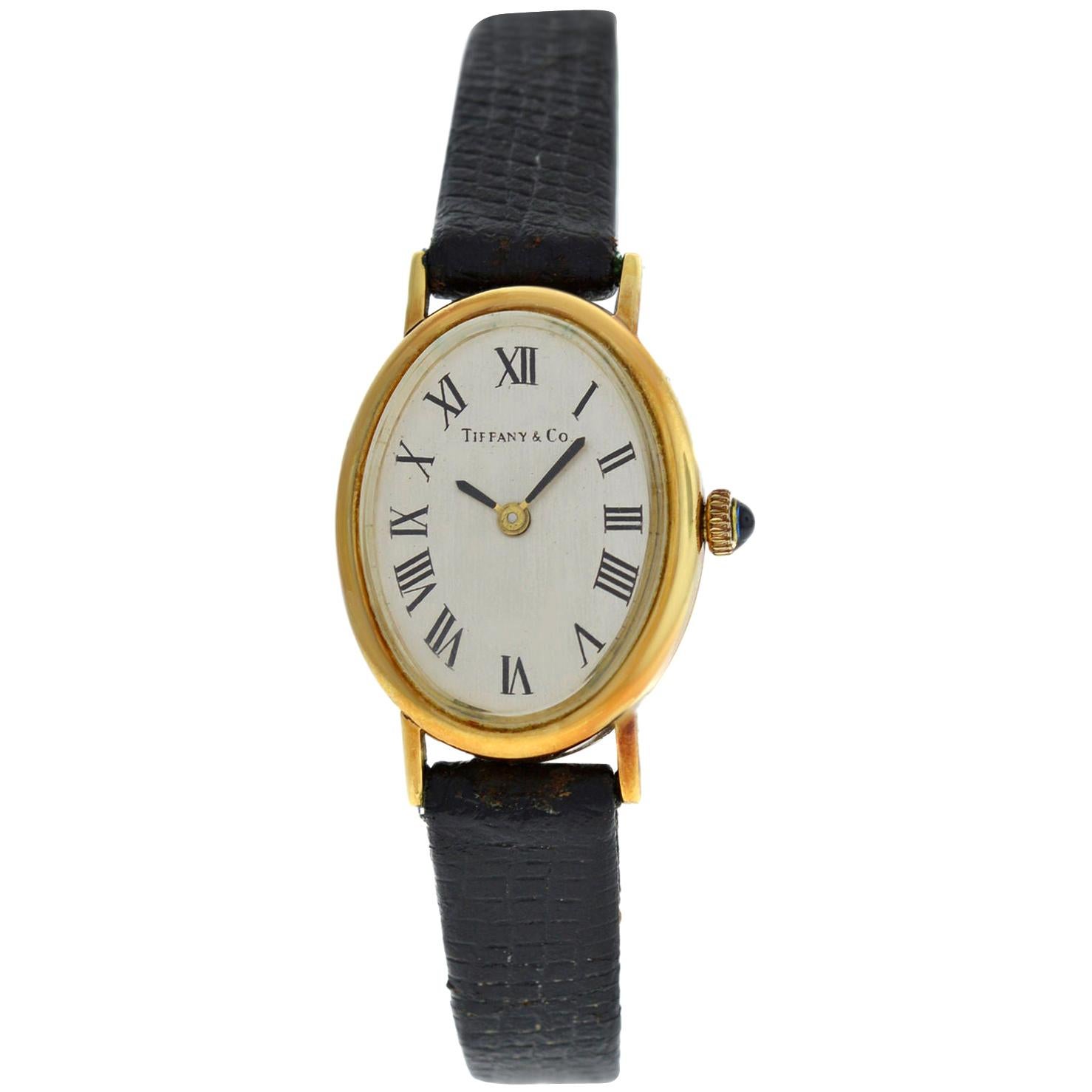 Ladies Tiffany & Co. Classic 14 Karat Yellow Gold Mechanical Watch For Sale