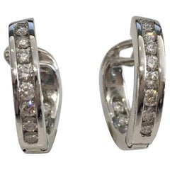 Ladies Tiffany & Co. Platinum and 24 Round Diamond Earrings 0.75 Carat