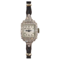 Damen Tiny Girard Perregaux Armbanduhr aus massivem Platin mit Diamanten, Schweizer Handaufzug