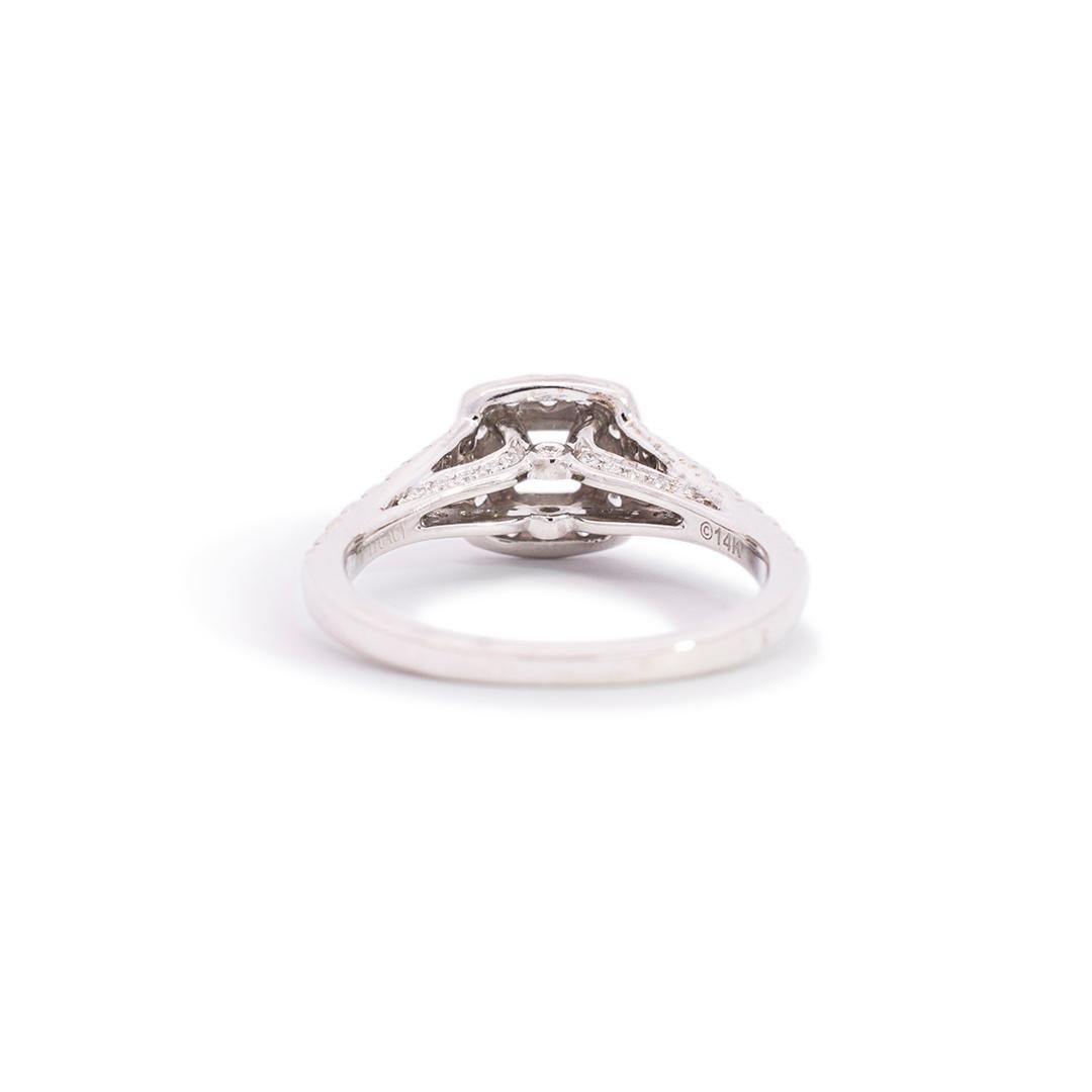 Ladies Tolkowsky Legacy 14k White Gold Semi Mount Halo Diamond Engagement Ring For Sale 1