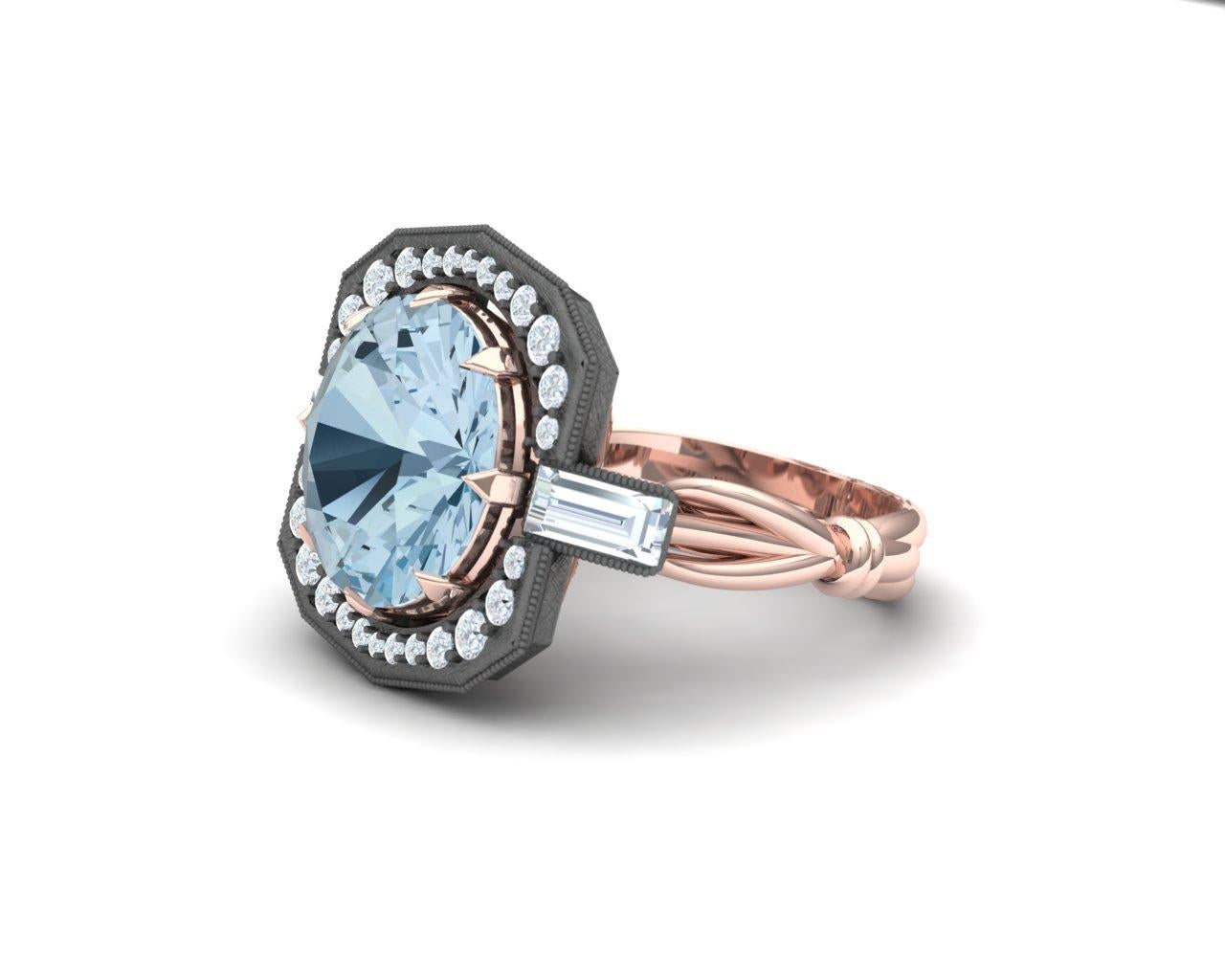 Round Cut Ladies Topaz and Diamond Cocktail Ring For Sale