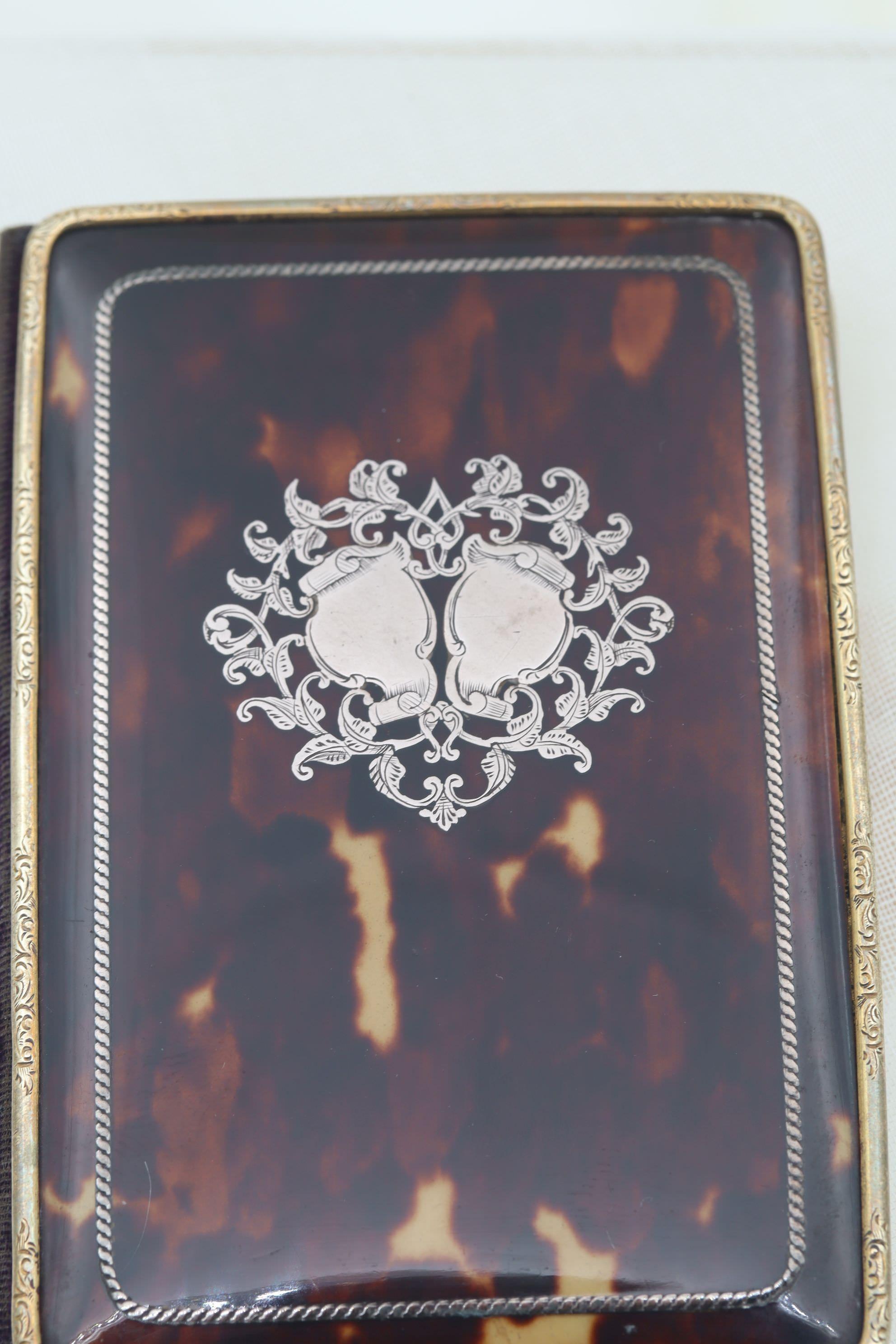Tortoise Shell Ladies tortoiseshell aide memoire inlaid with silver and gold