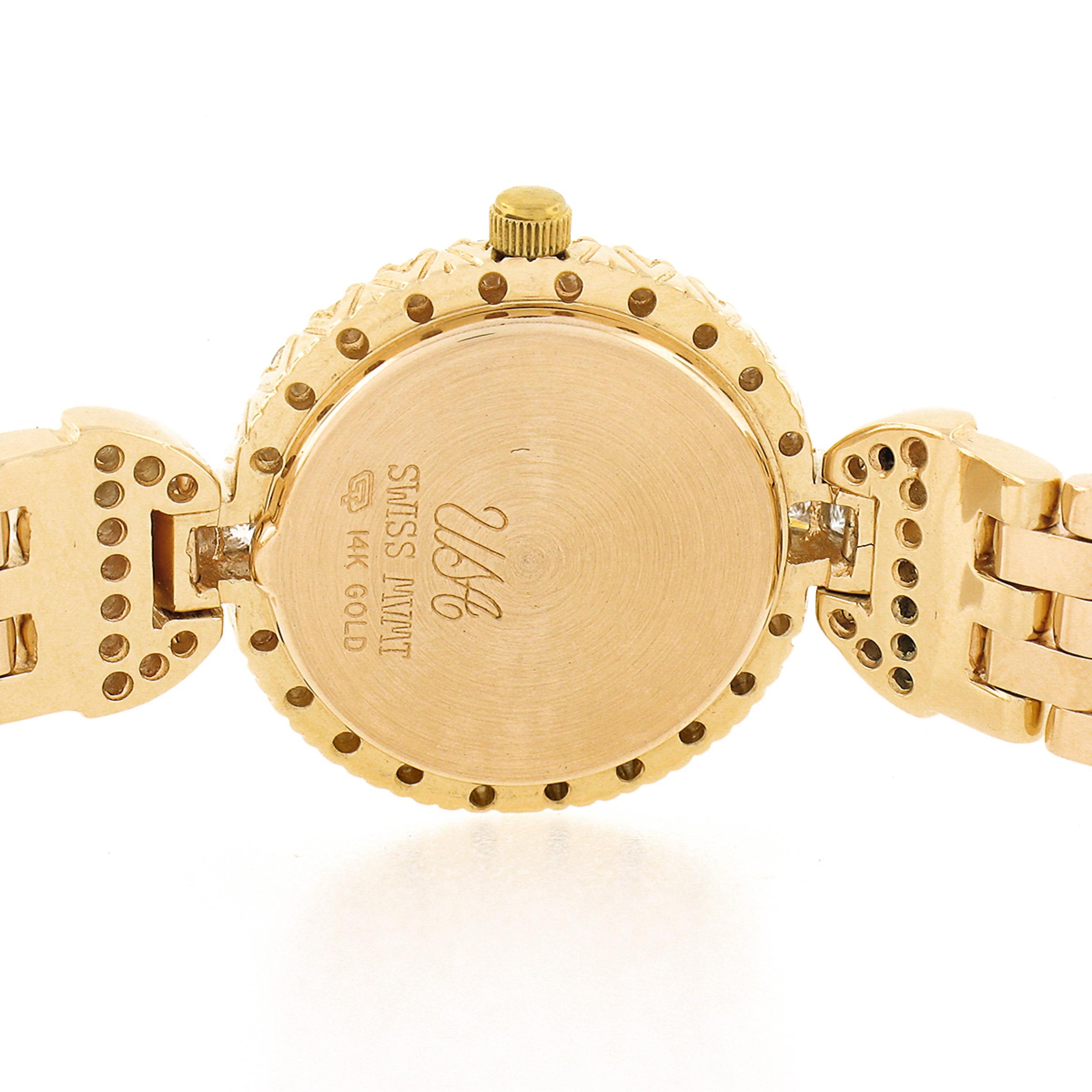 Damen Tourneau 14k Gold 1,17 Karat Diamant Perlmutt Zifferblatt Quarz Luxusuhr 1