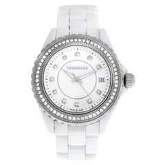 Ladies Tourneau 53411-2 Steel Ceramic Diamond Quartz Watch
