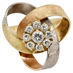 Bague à diamants tricolores pour dames, or 14 carats