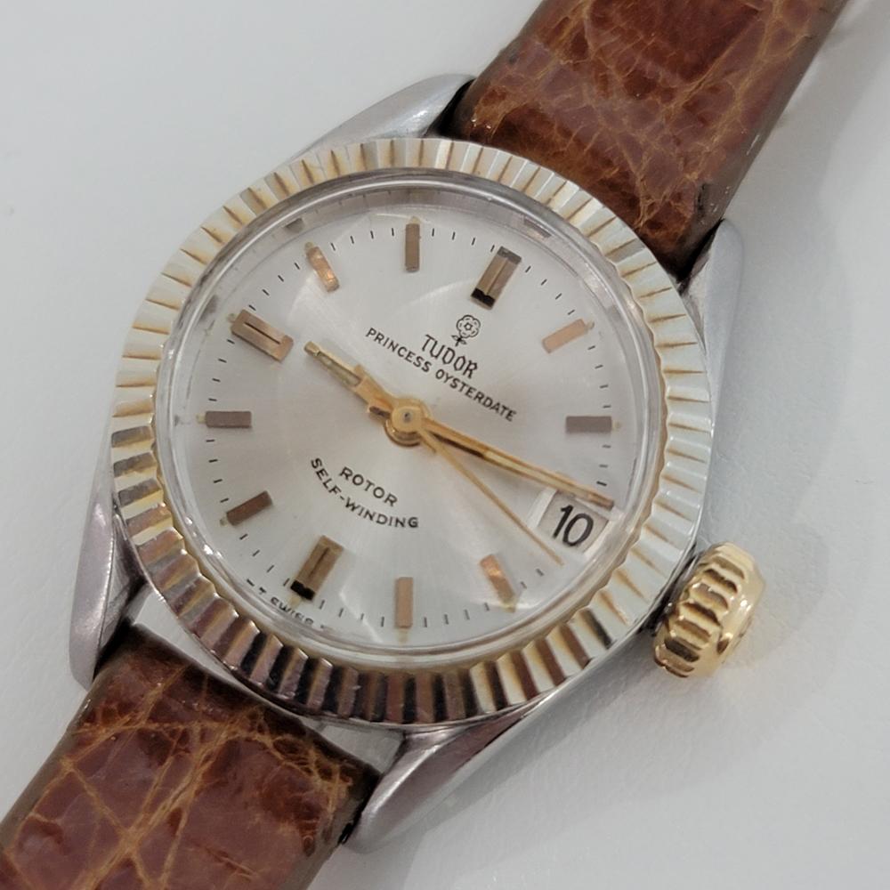 Ladies Tudor Princess Oysterdate 7594 14k SS Automatic 1960s Vintage RA18 In Excellent Condition In Beverly Hills, CA