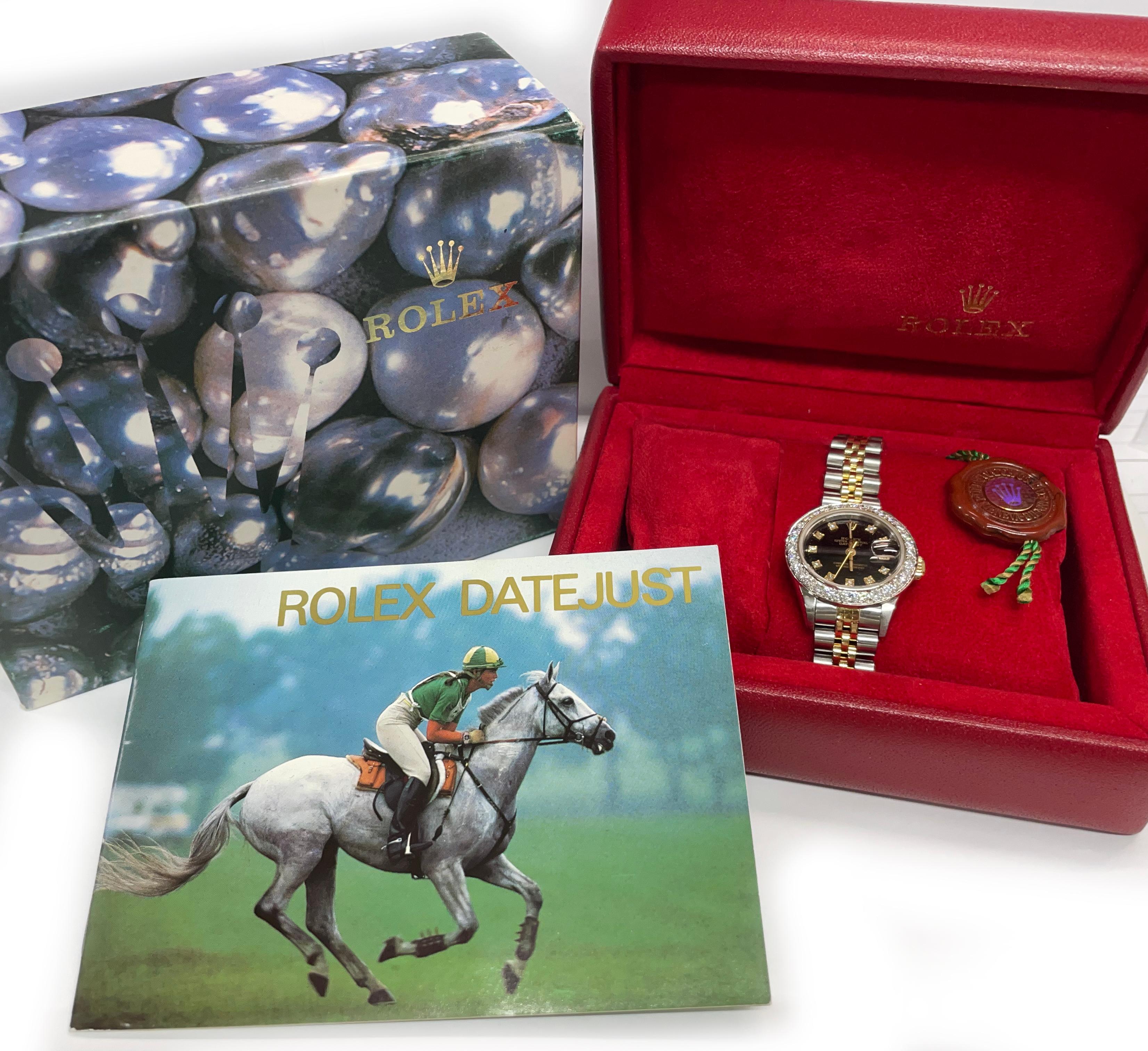 Ladies Two-Tone Rolex Oyster Perpetual Datejust Diamond Bezel Watch, Case/Box 3