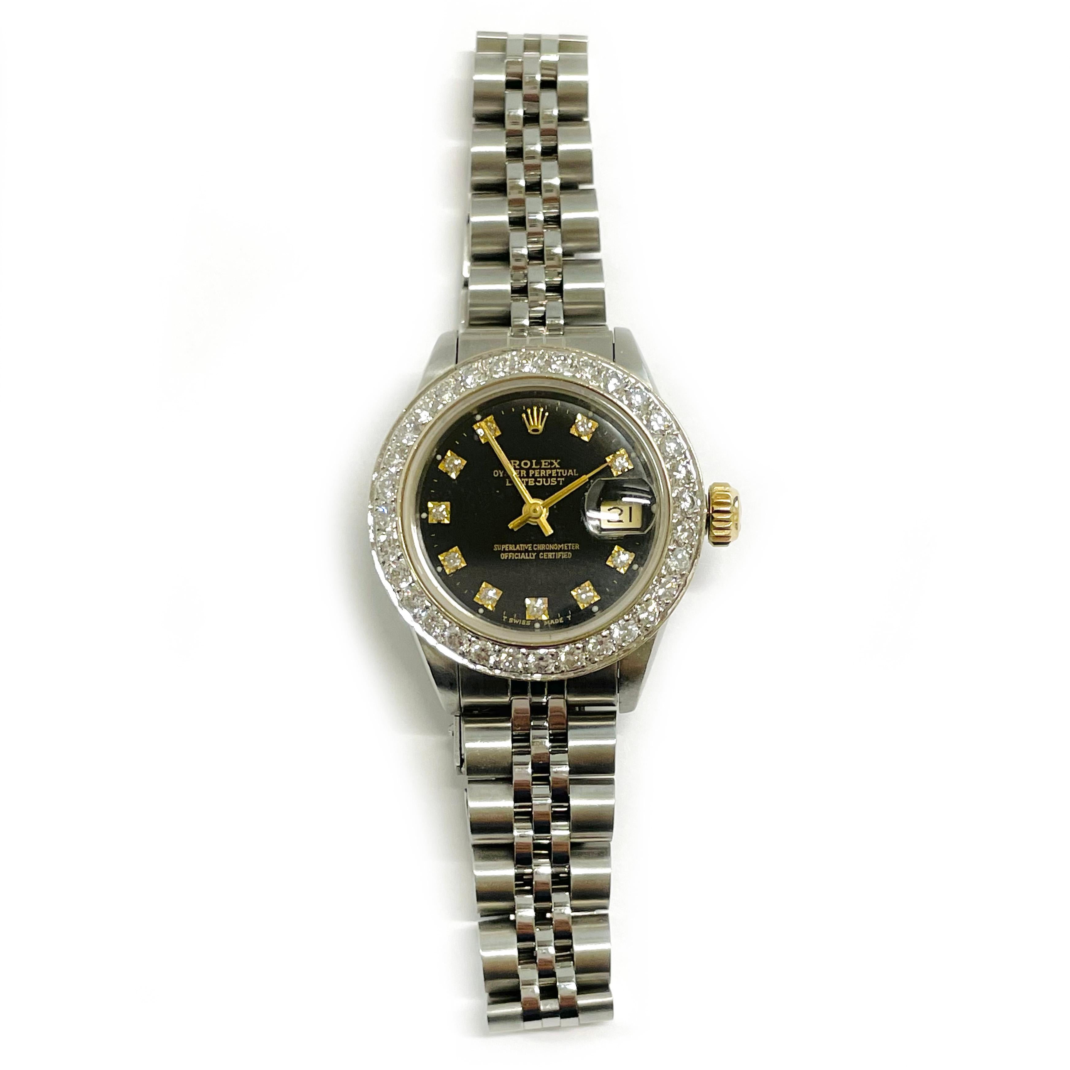 Ladies Two-Tone Rolex Oyster Perpetual Datejust Diamond Bezel Watch, Case/Box 4