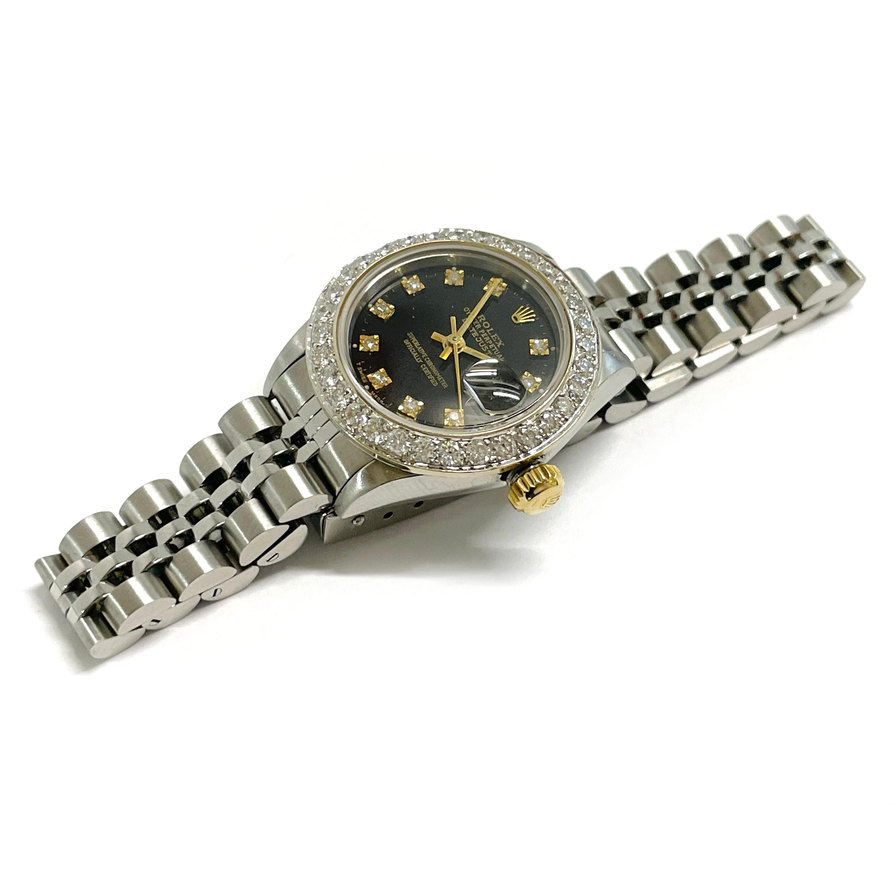 Ladies Two-Tone Rolex Oyster Perpetual Datejust Diamond Bezel Watch, Case/Box 5