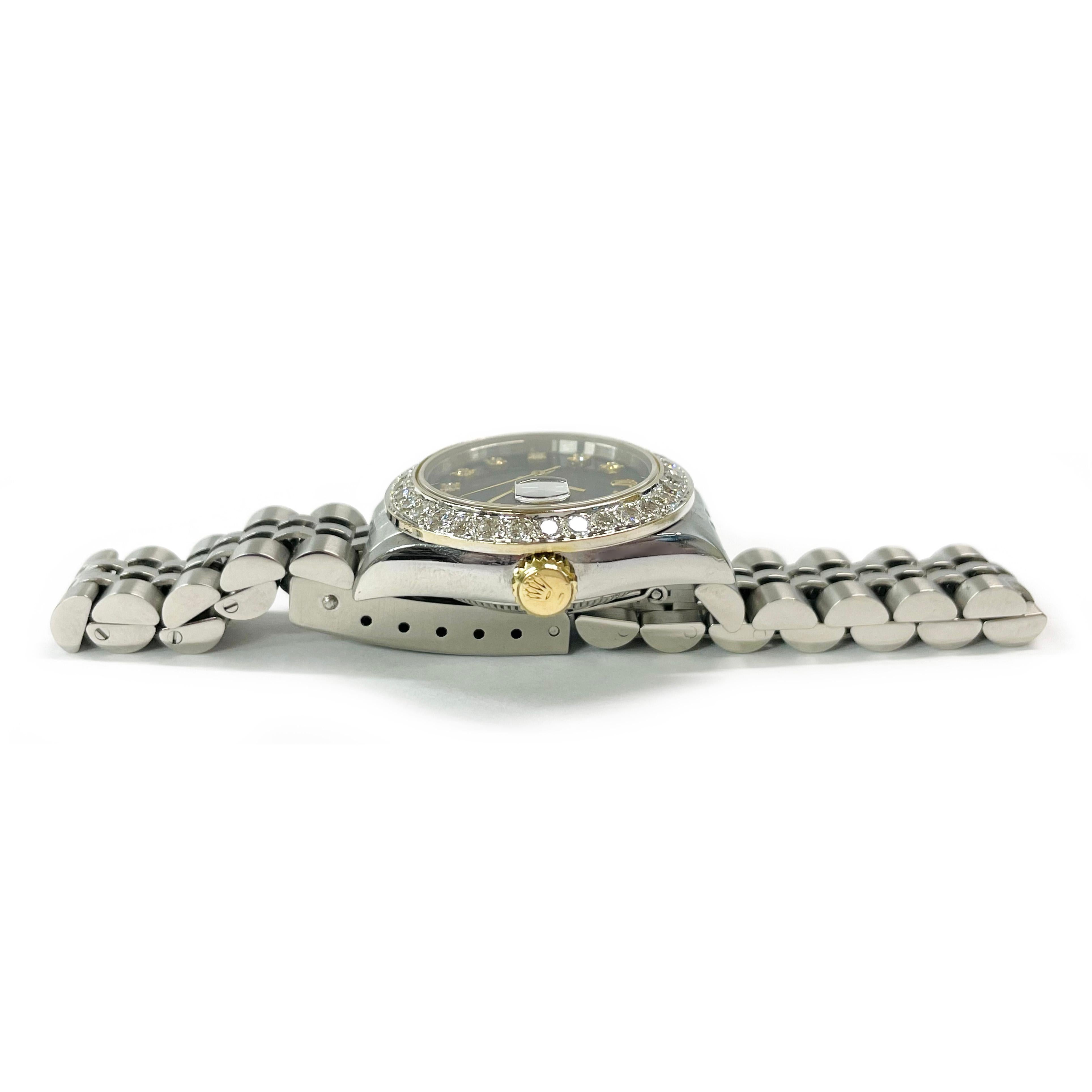 Ladies Two-Tone Rolex Oyster Perpetual Datejust Diamond Bezel Watch, Case/Box 6